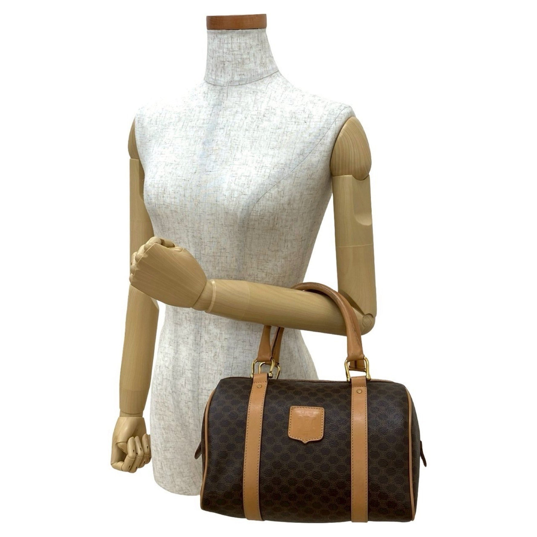 CELINE Macadam Blason with Triomphe Logo and Genuine Leather Handbag/Boston Bag