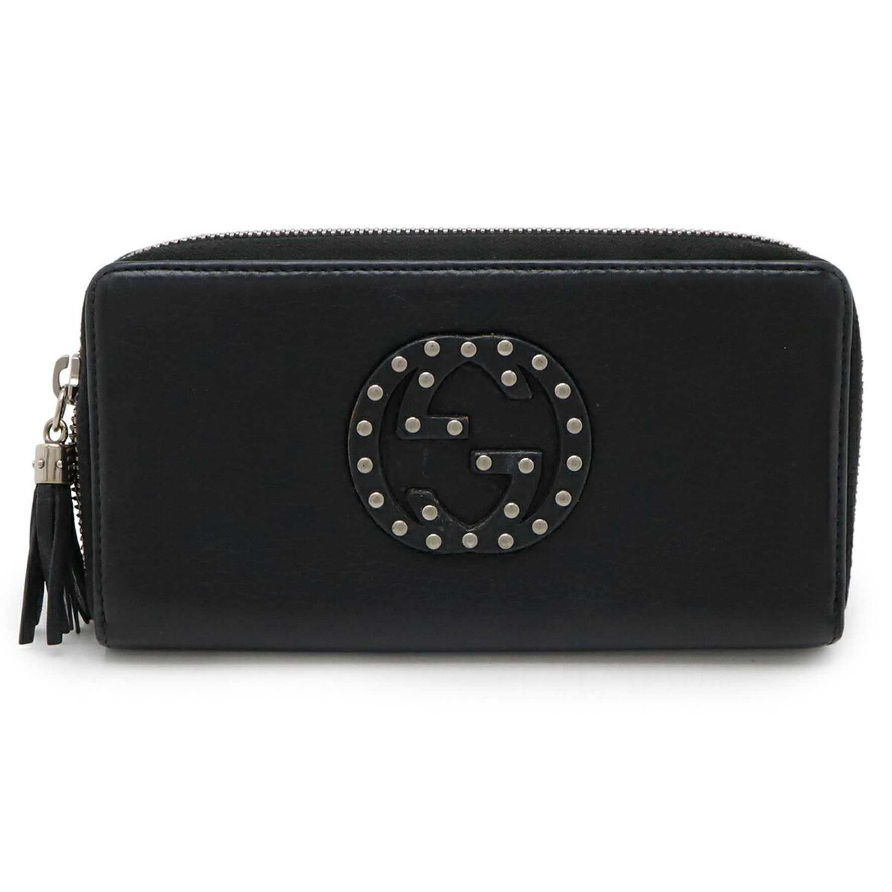 GUCCI Soho Interlocking G Stud Round Long Wallet in Leather