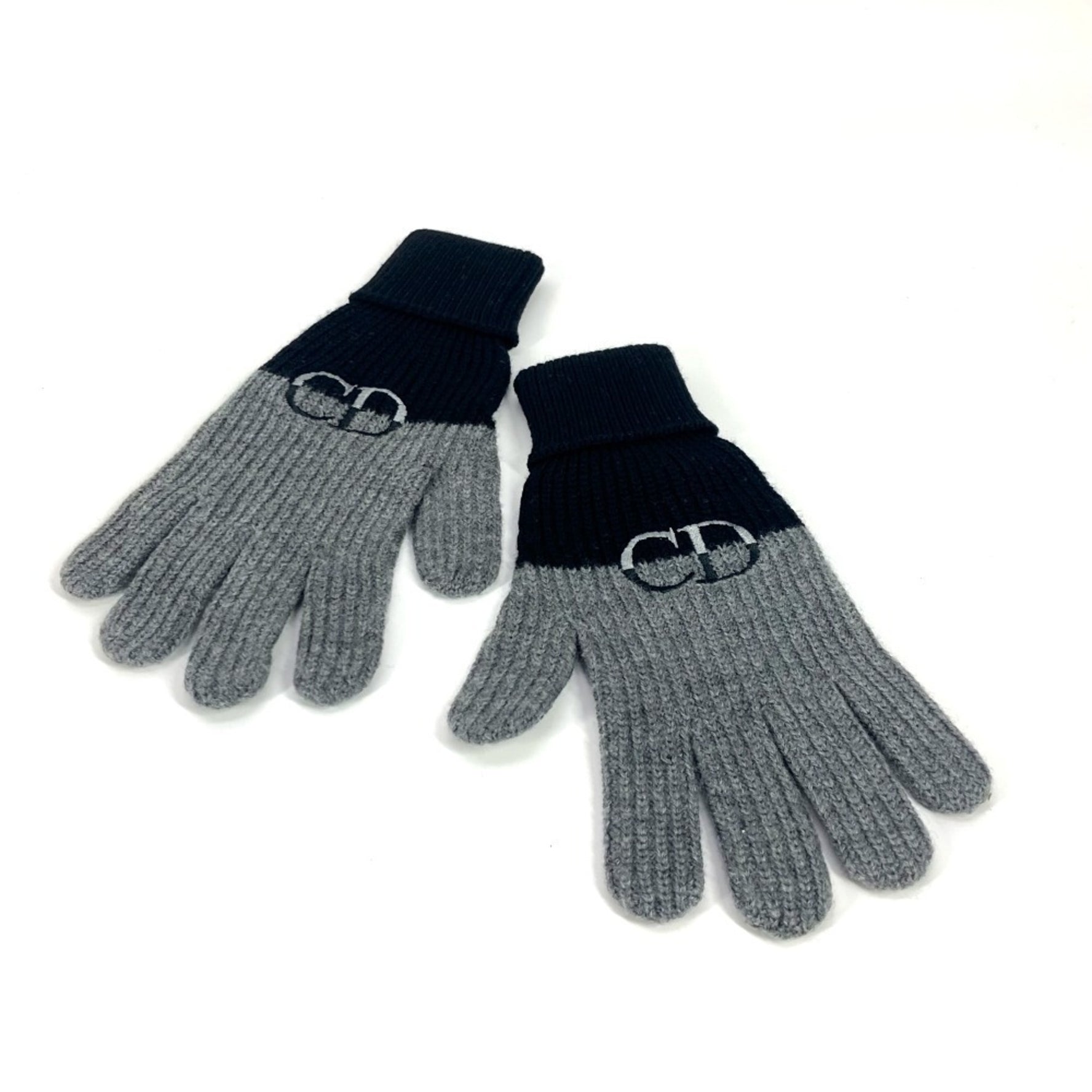 Christian Dior Dior Logo CD Bicolor Accessory Gloves Wool Black