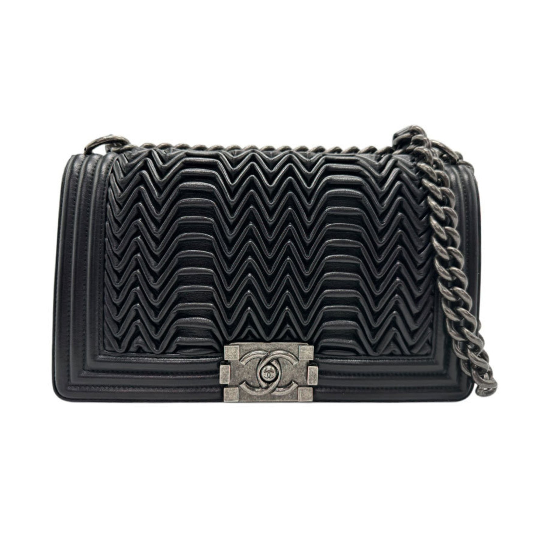 CHANEL Shoulder Bag Boy Leather Metal