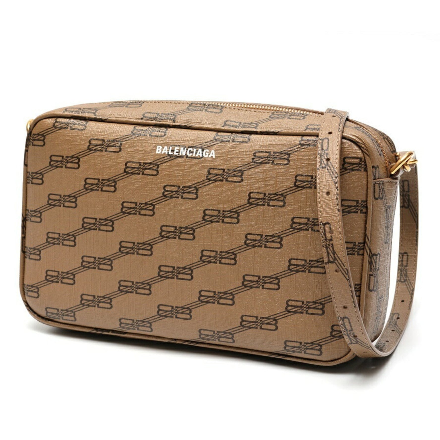 Balenciaga BB Monogram Signature Medium Camera Bag Shoulder Brown S-158730