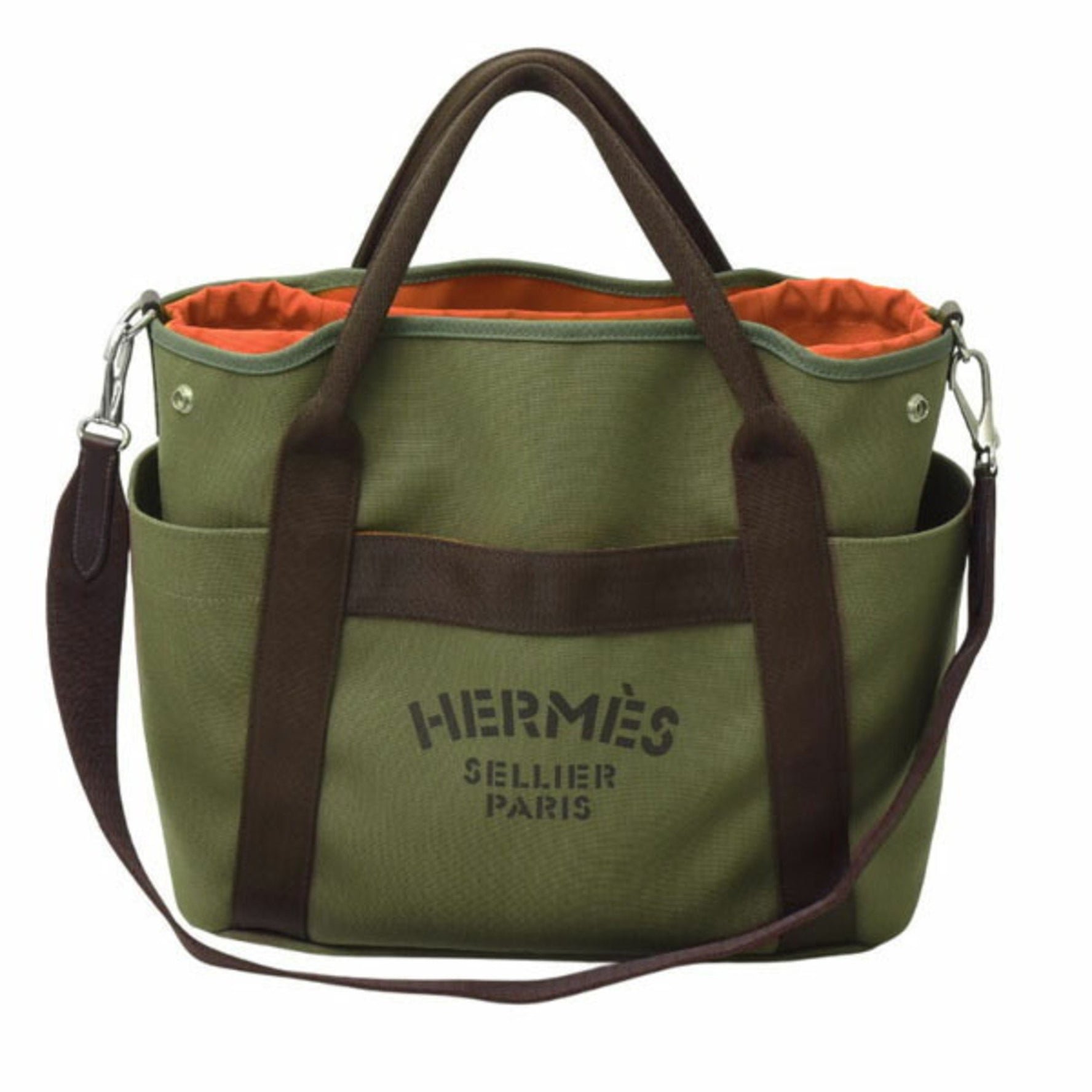 Hermes and Men's Sac de Pansage Groom Tote Bag A Engraved Khaki Fou
