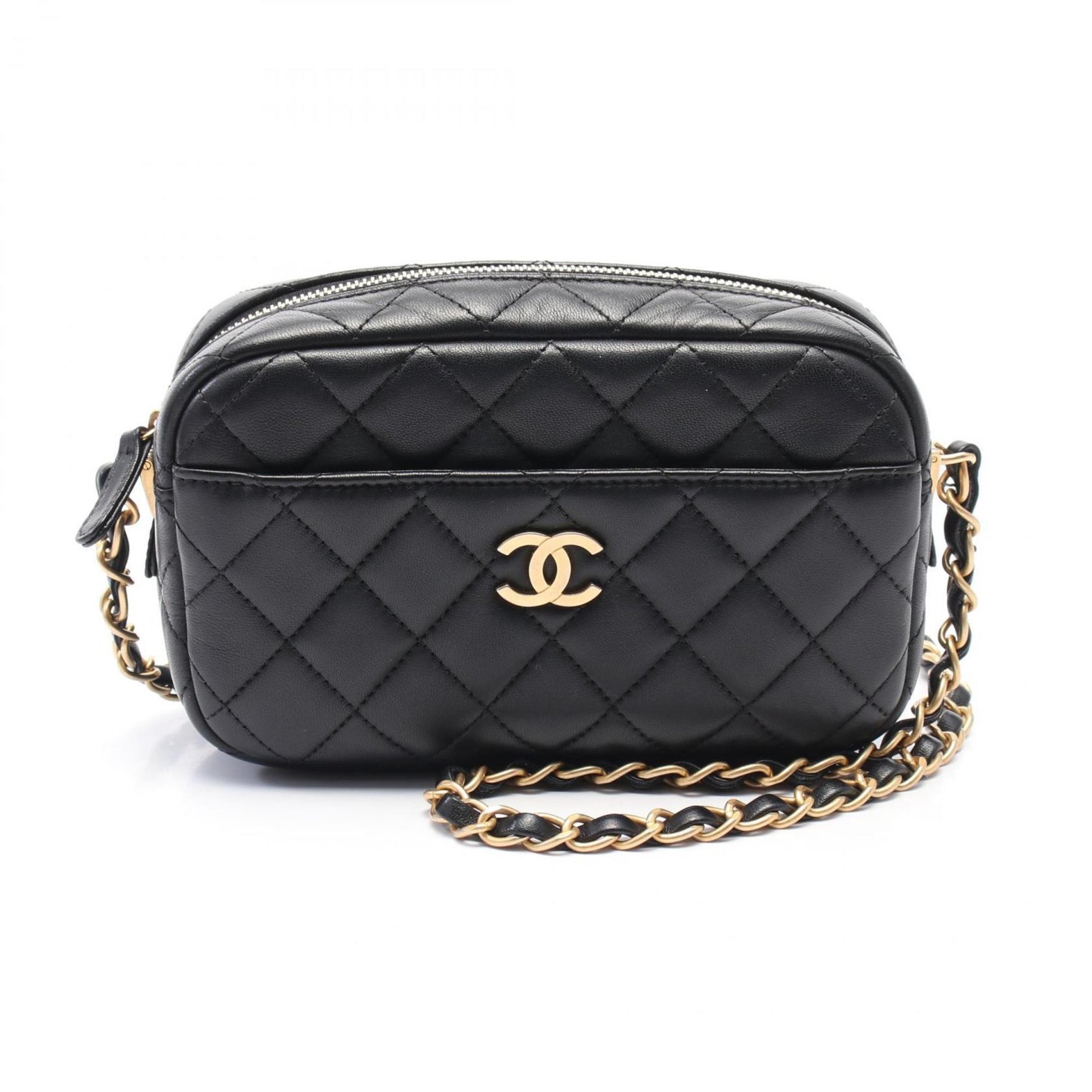 CHANEL Matelasse Camera Bag Shoulder Lambskin (Sheepskin) Women's Black