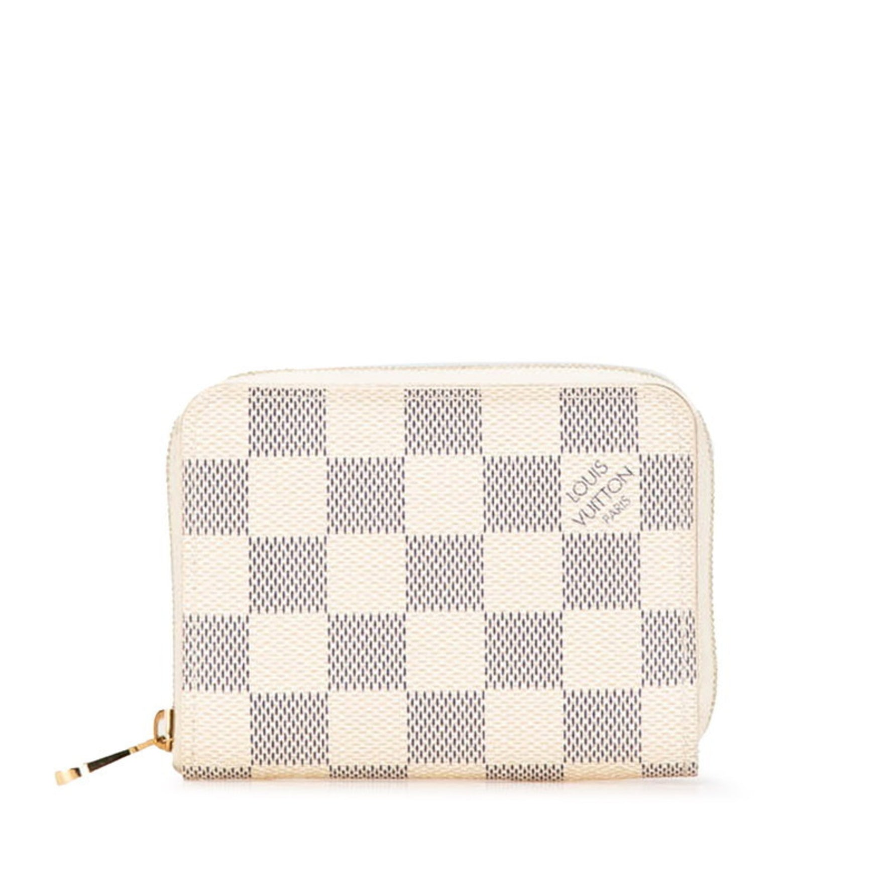 Louis Vuitton Damier Azur Zippy Coin Purse Case N63069 White PVC Leather Women's LOUIS VUITTON