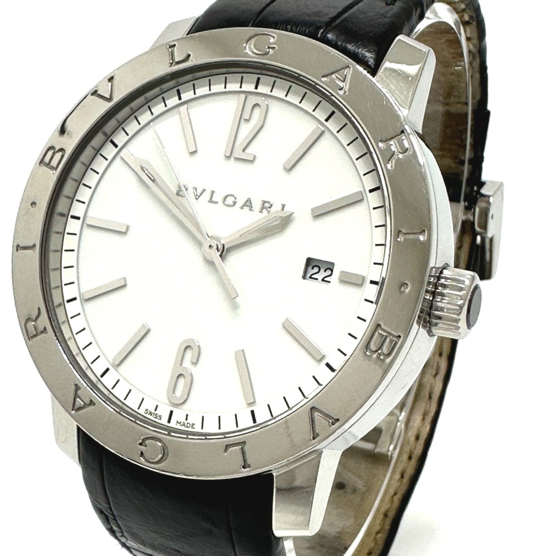 Bvlgari BB41WSLD Automatic date Wristwatch Silver Black belt
