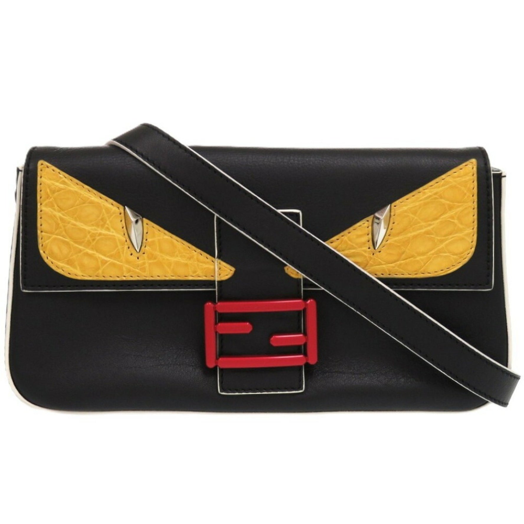 Fendi Monster Bugs Leather Black Shoulder Bag