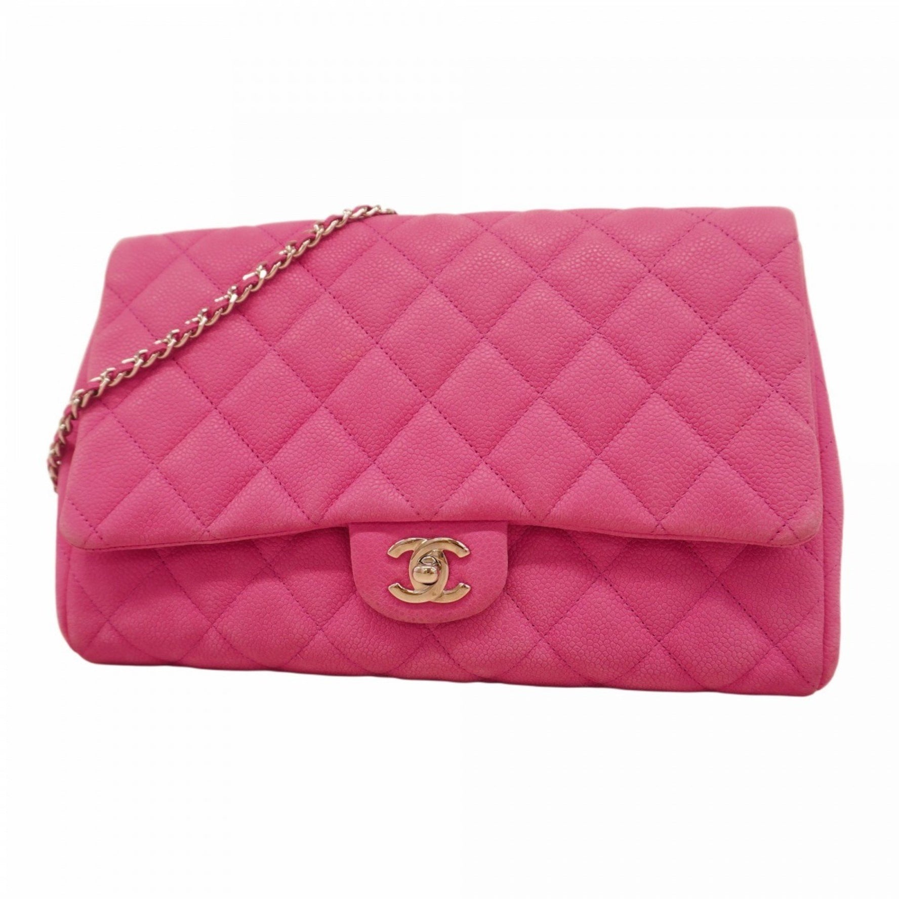 Chanel Matelasse Shoulder Bag with Chain in Caviar Skin, Pink, Women's, P1258098