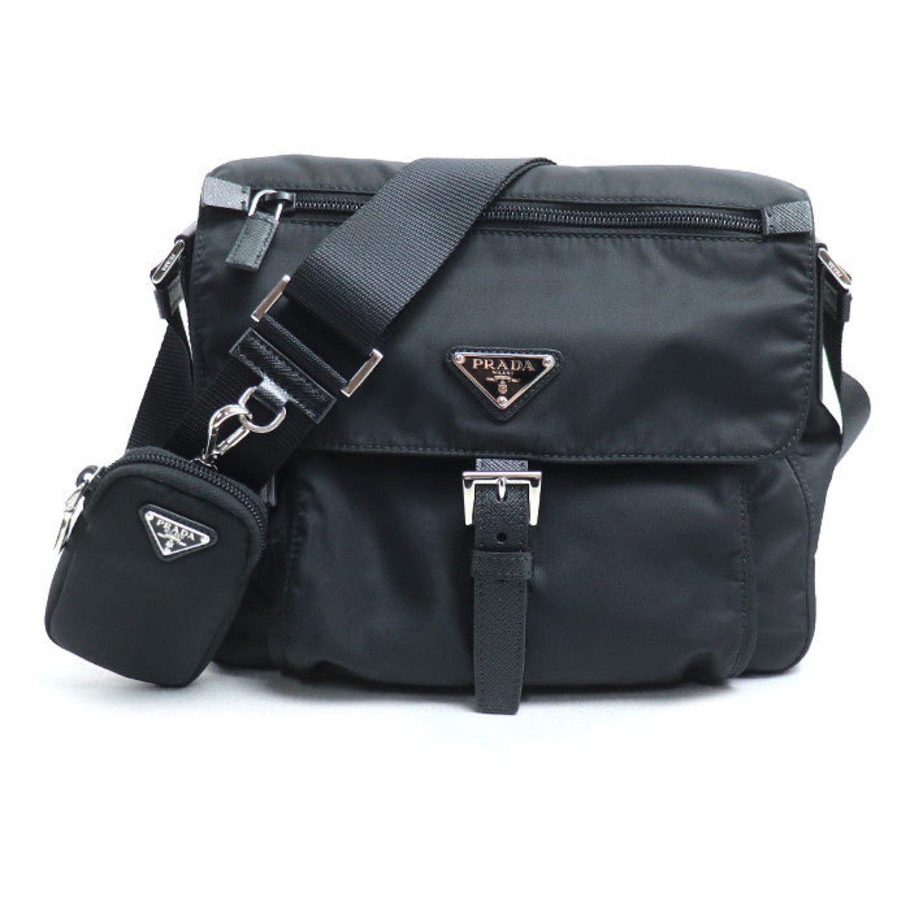 PRADA Re-Nylon Shoulder Bag Black 1BD994 RV44 F0002 Women's