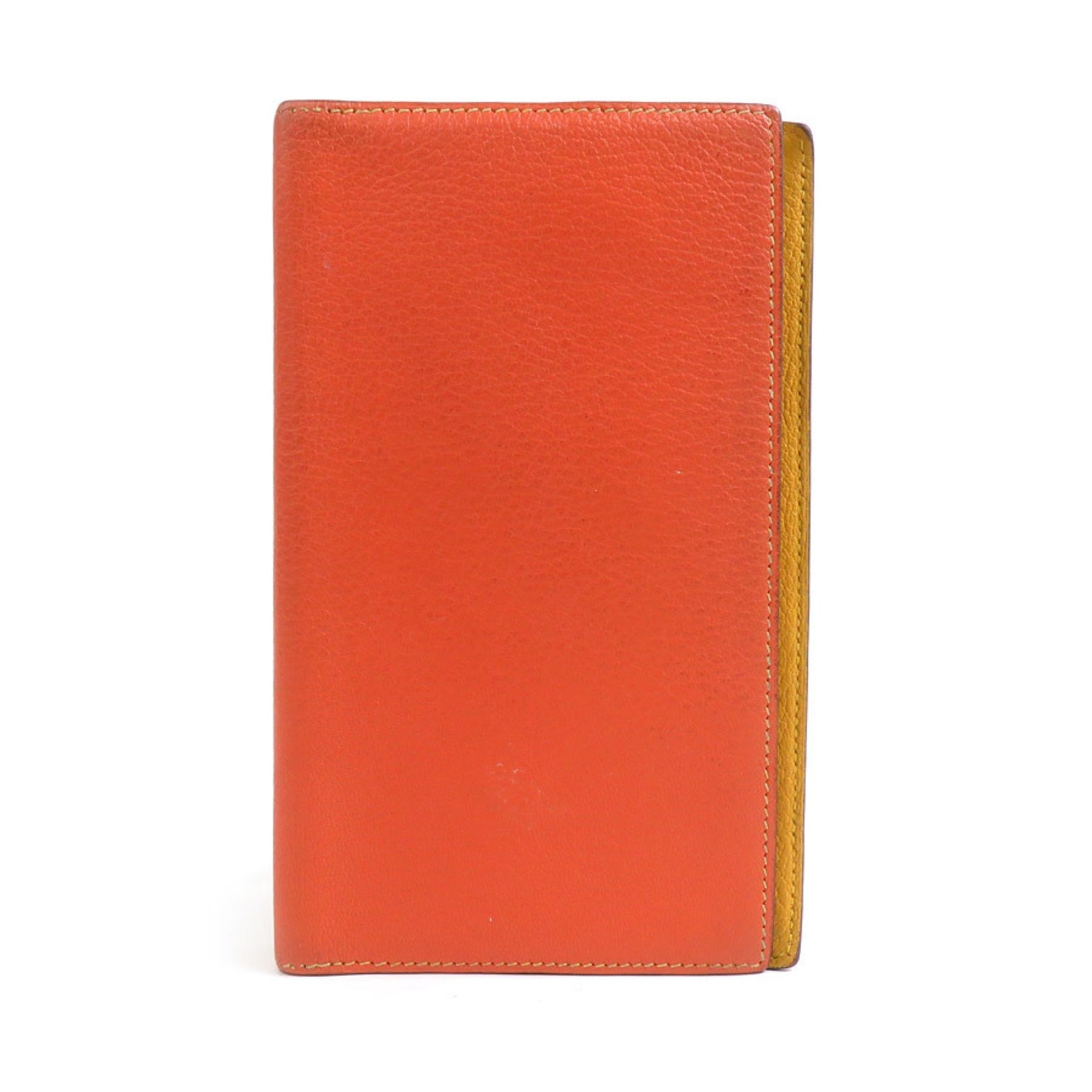 Hermes Notebook Cover Leather Orange Yellow Men's