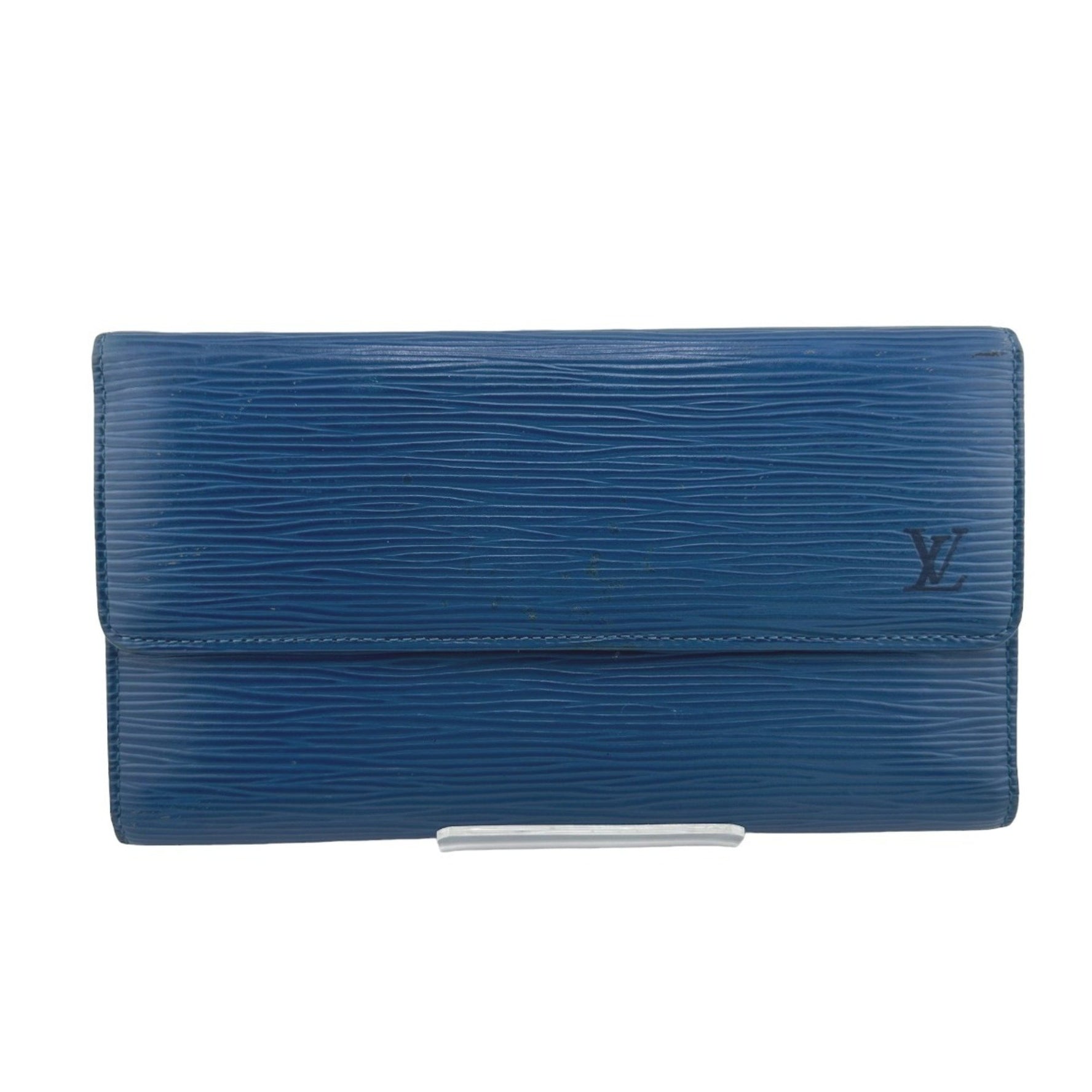 Louis Vuitton Long Wallet Epi Porte Tresor International Leather Toledo Blue LV