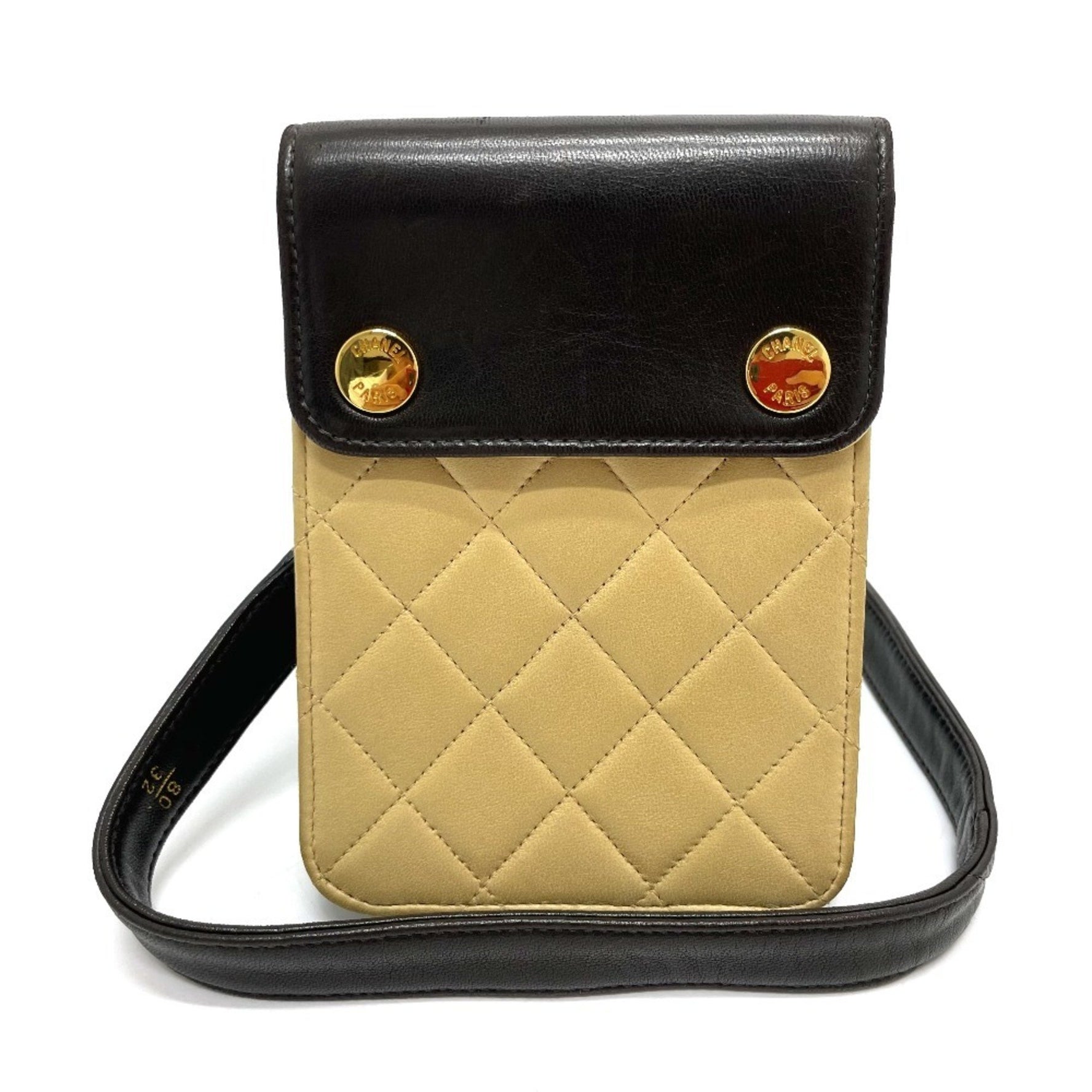 CHANEL Matelasse Two-Tone Pouch/Waist Bag in Lambskin, Black and Beige