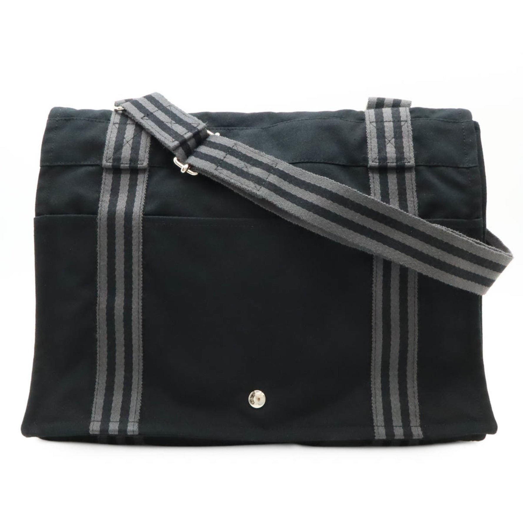 HERMES Hermes Foultou Bassus MM Shoulder Bag Canvas Black Grey