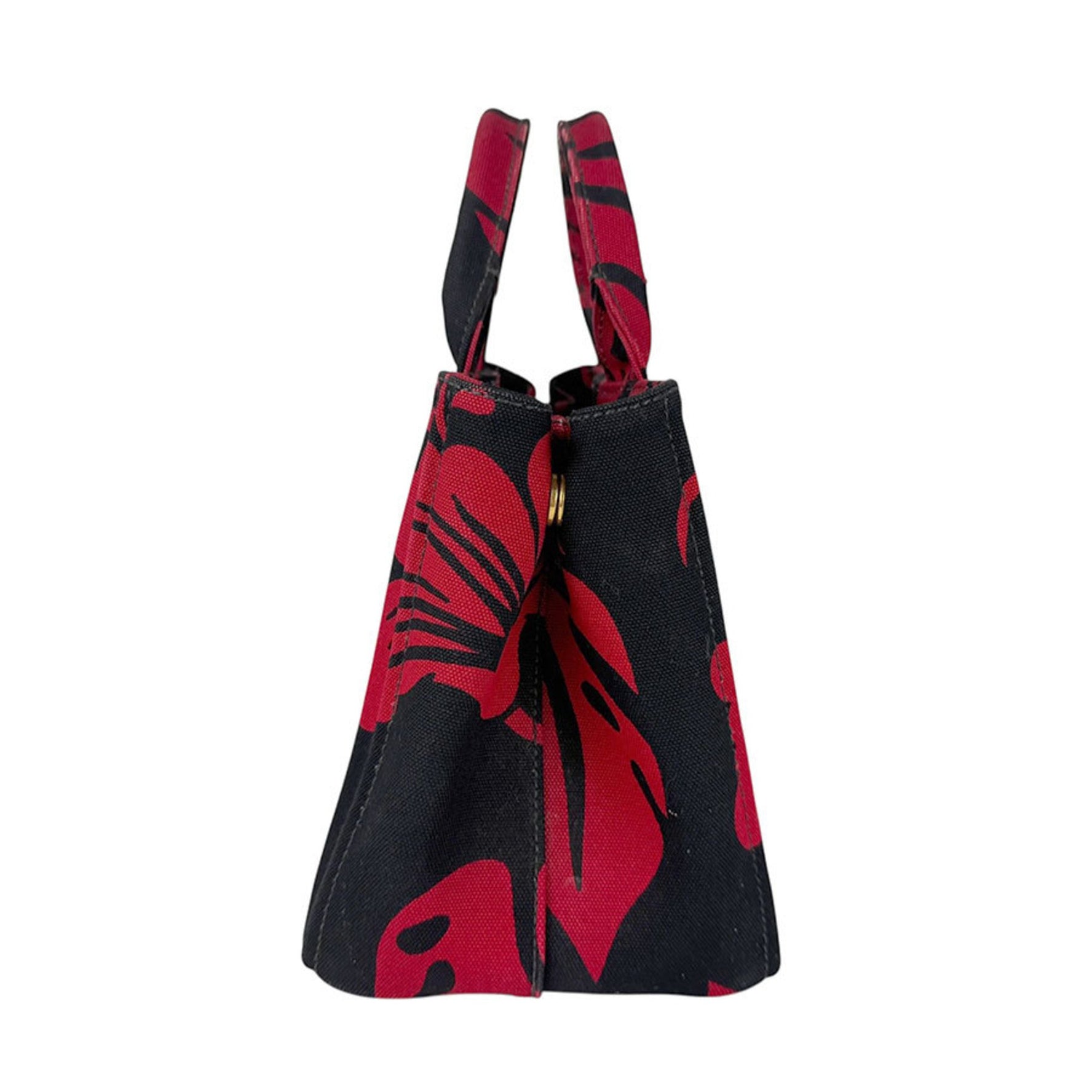 Prada Canapa Canvas Handbag Shoulder Bag, Black/Red