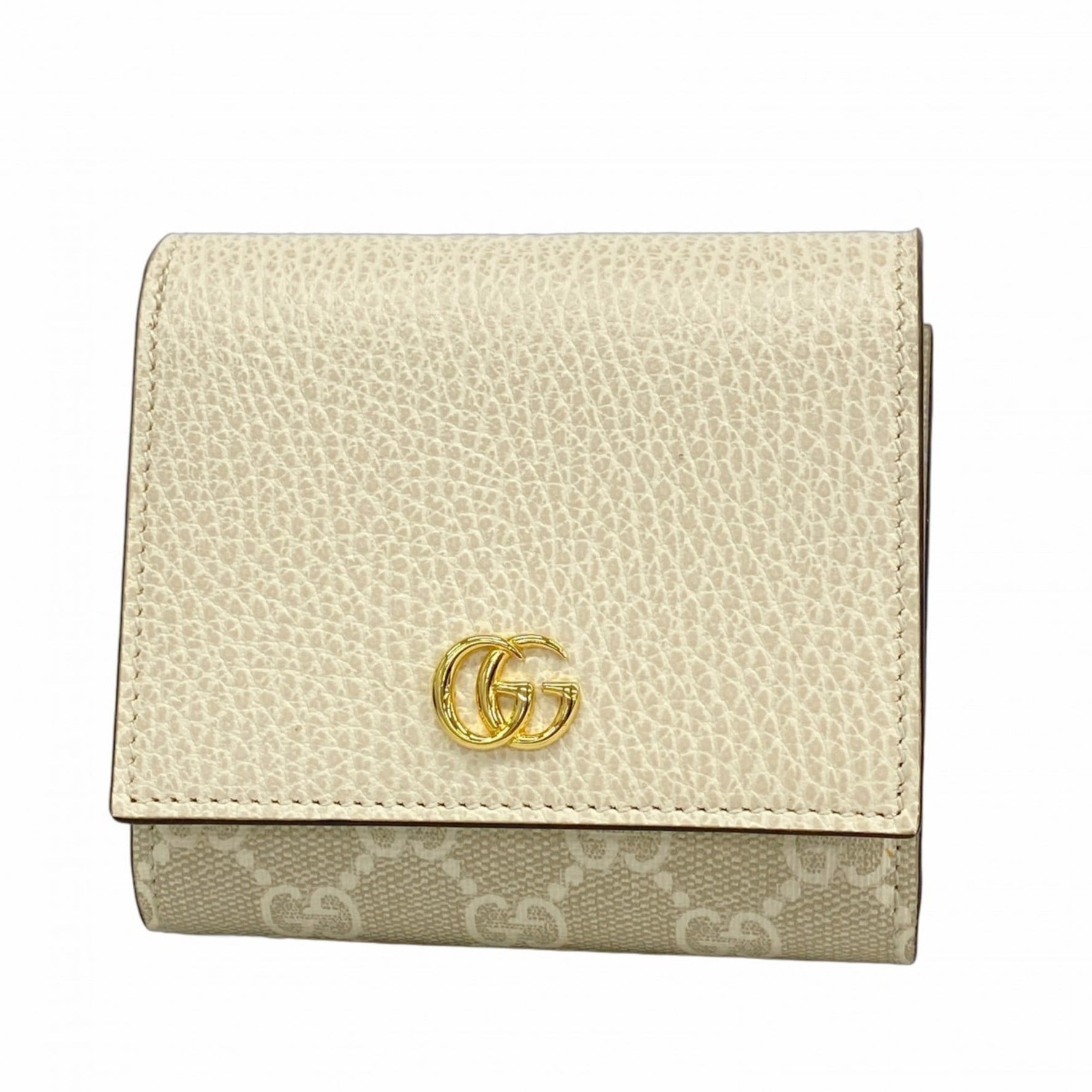 Gucci GG Marmont Supreme Wallet Leather Ivory Beige