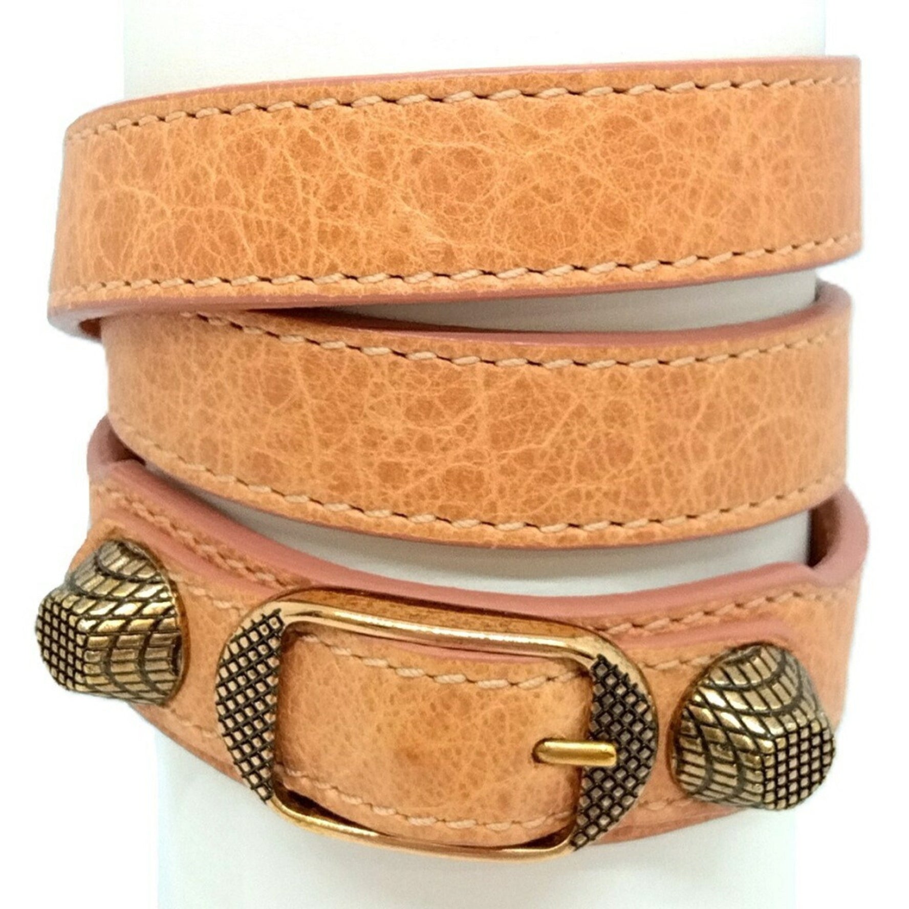 BALENCIAGA Giant Bracelet Leather Pink Bangle
