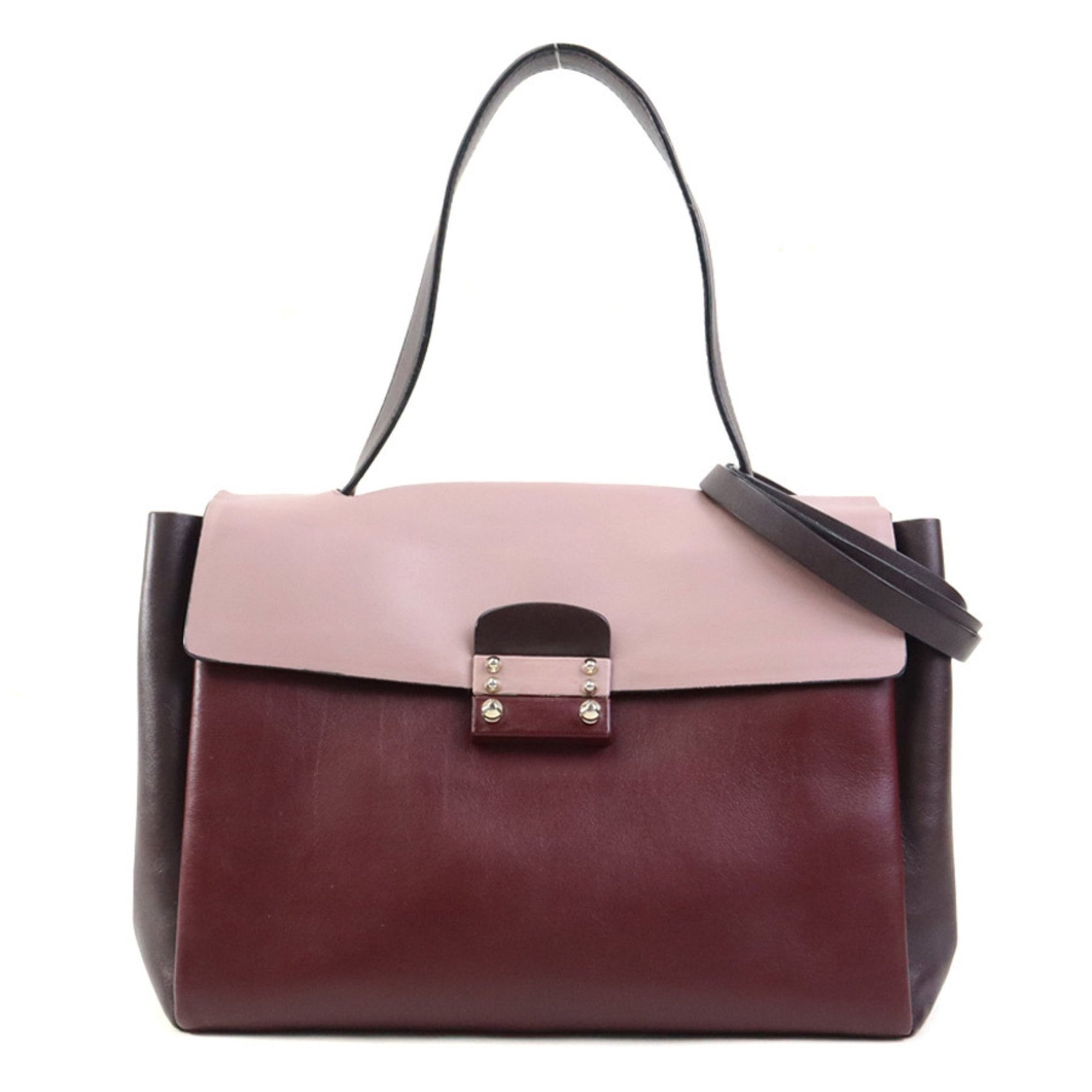 Valentino Garavani handbag shoulder bag leather burgundy pink grey gold