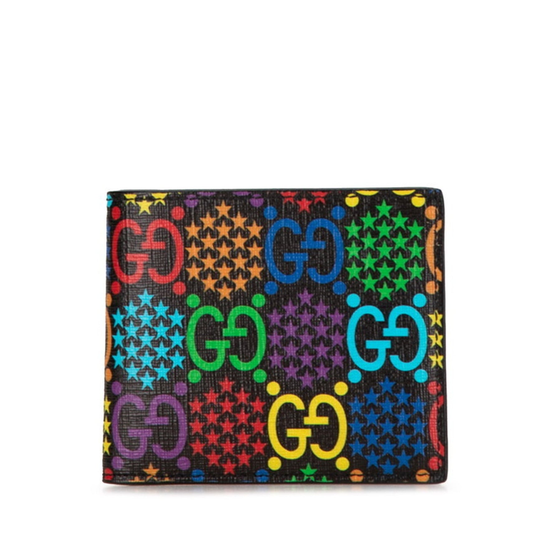 Gucci GG Psychedelic Bi-fold Wallet Black Multicolor PVC Women's GUCCI