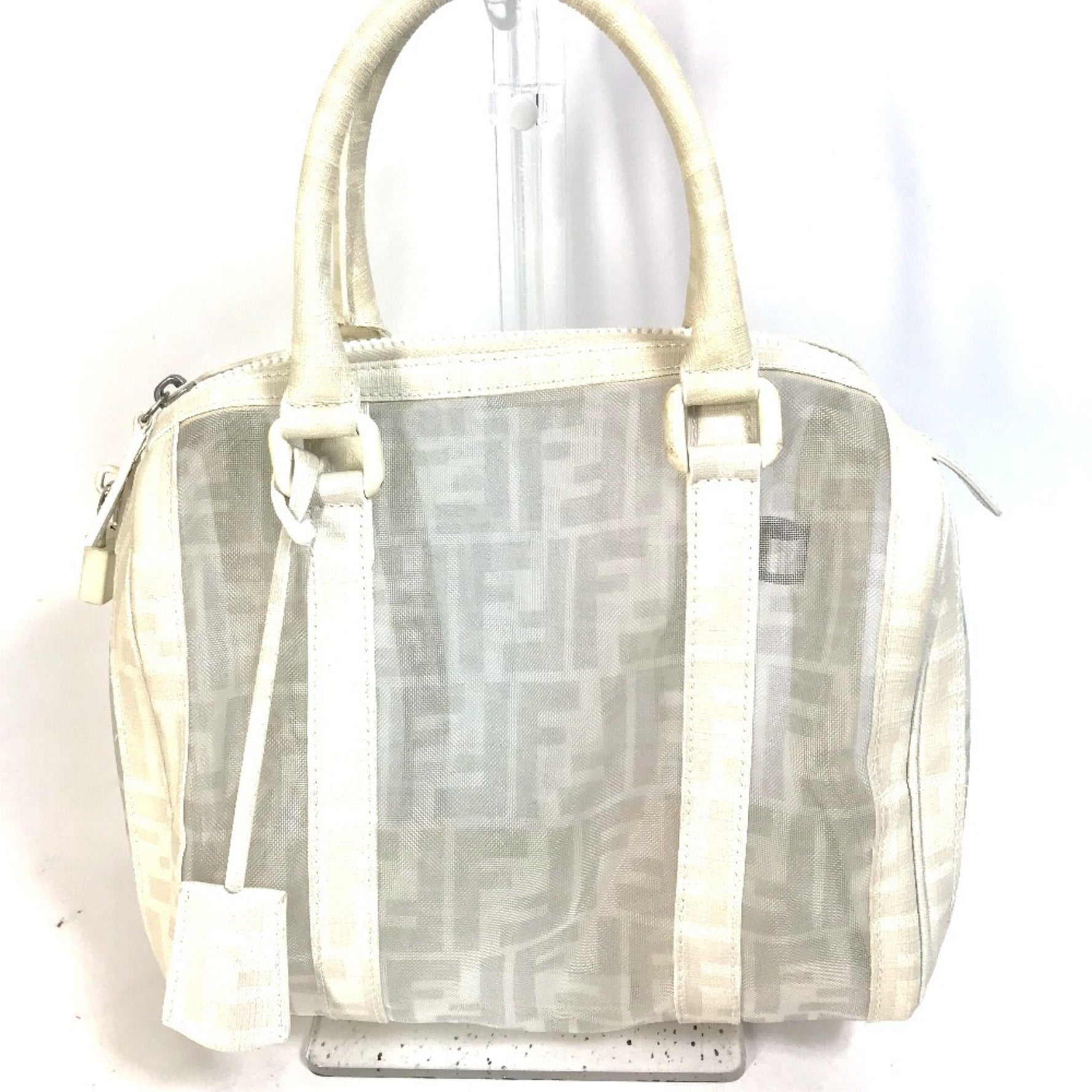 FENDI Zucca Mesh Mini Boston Bag in Leather
