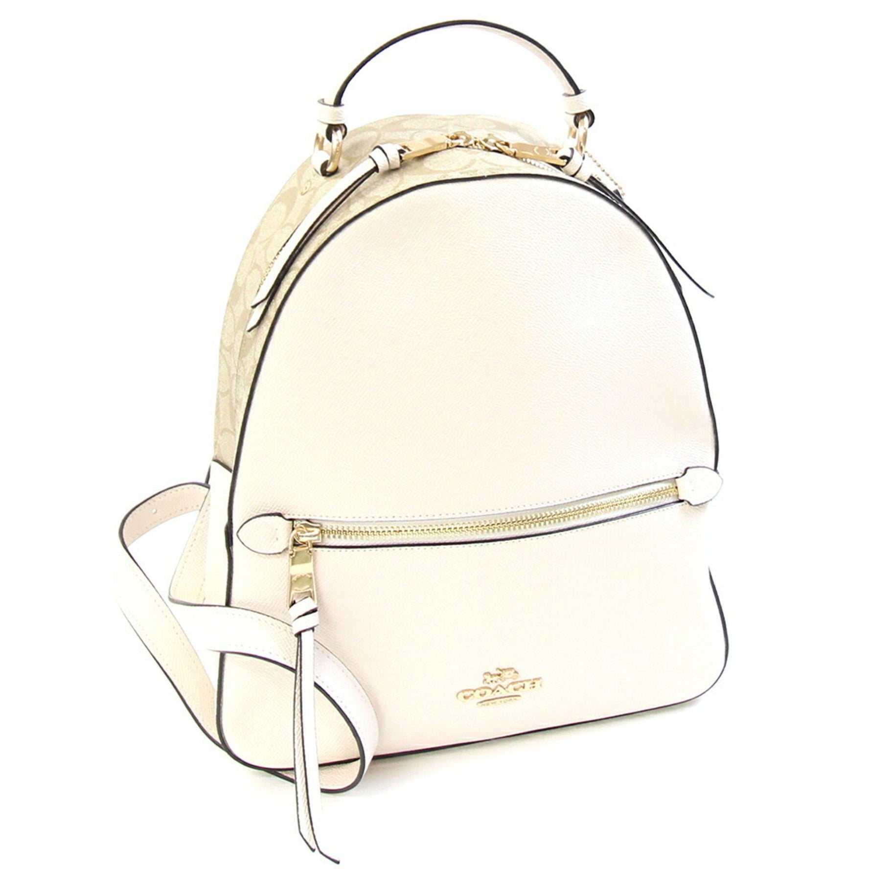 Coach Signature Jordan Backpack Ivory Beige PVC Leather