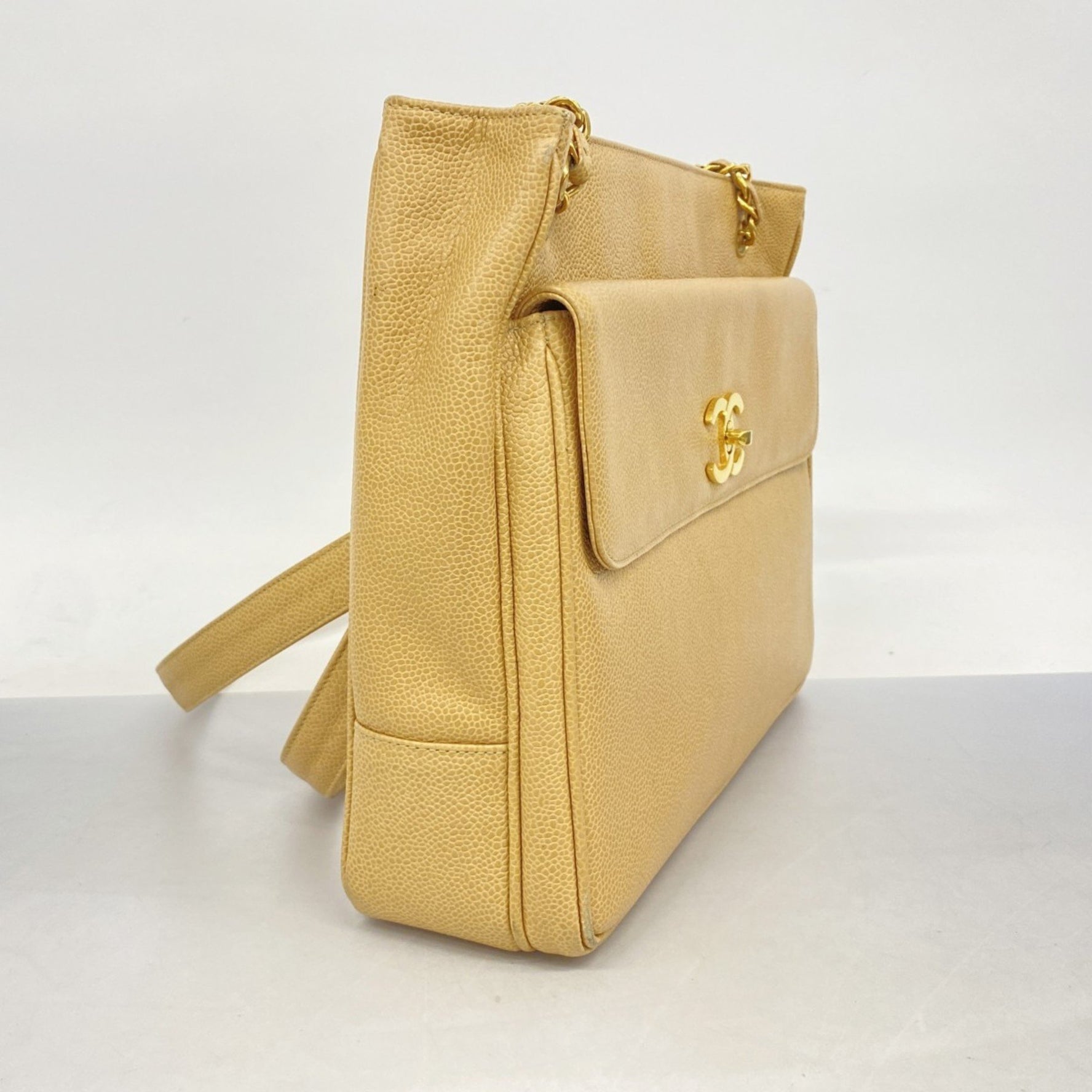 Chanel tote bag in caviar leather, light brown