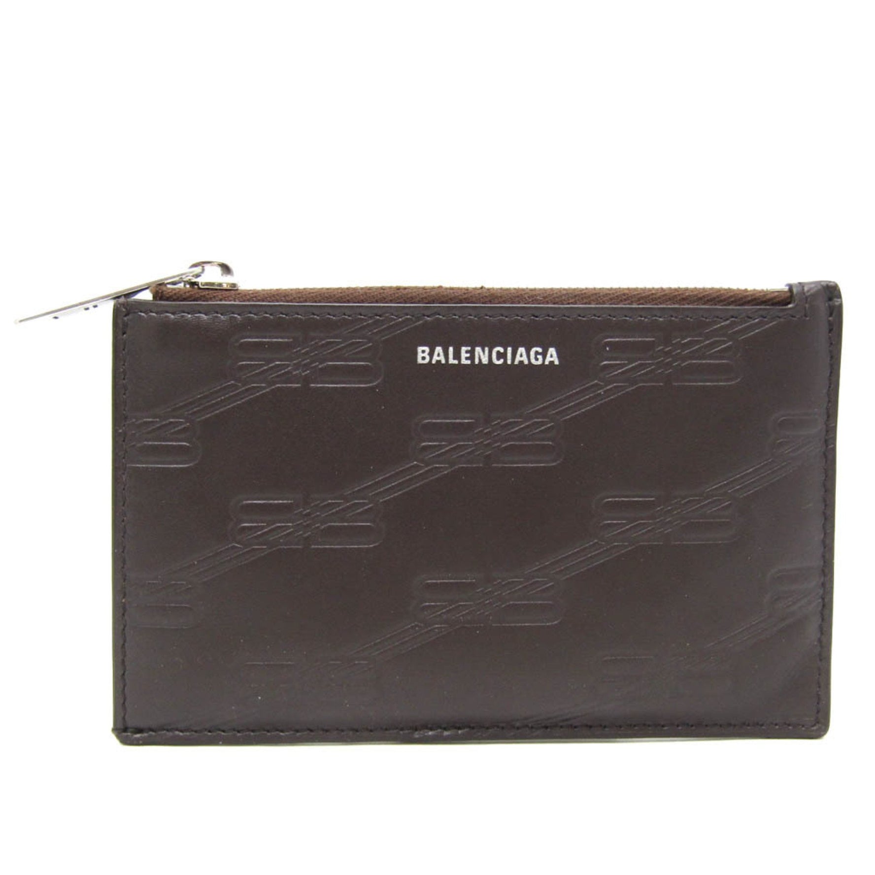 Balenciaga Fragment Case Coin Case Leather Card Case Dark Brown
