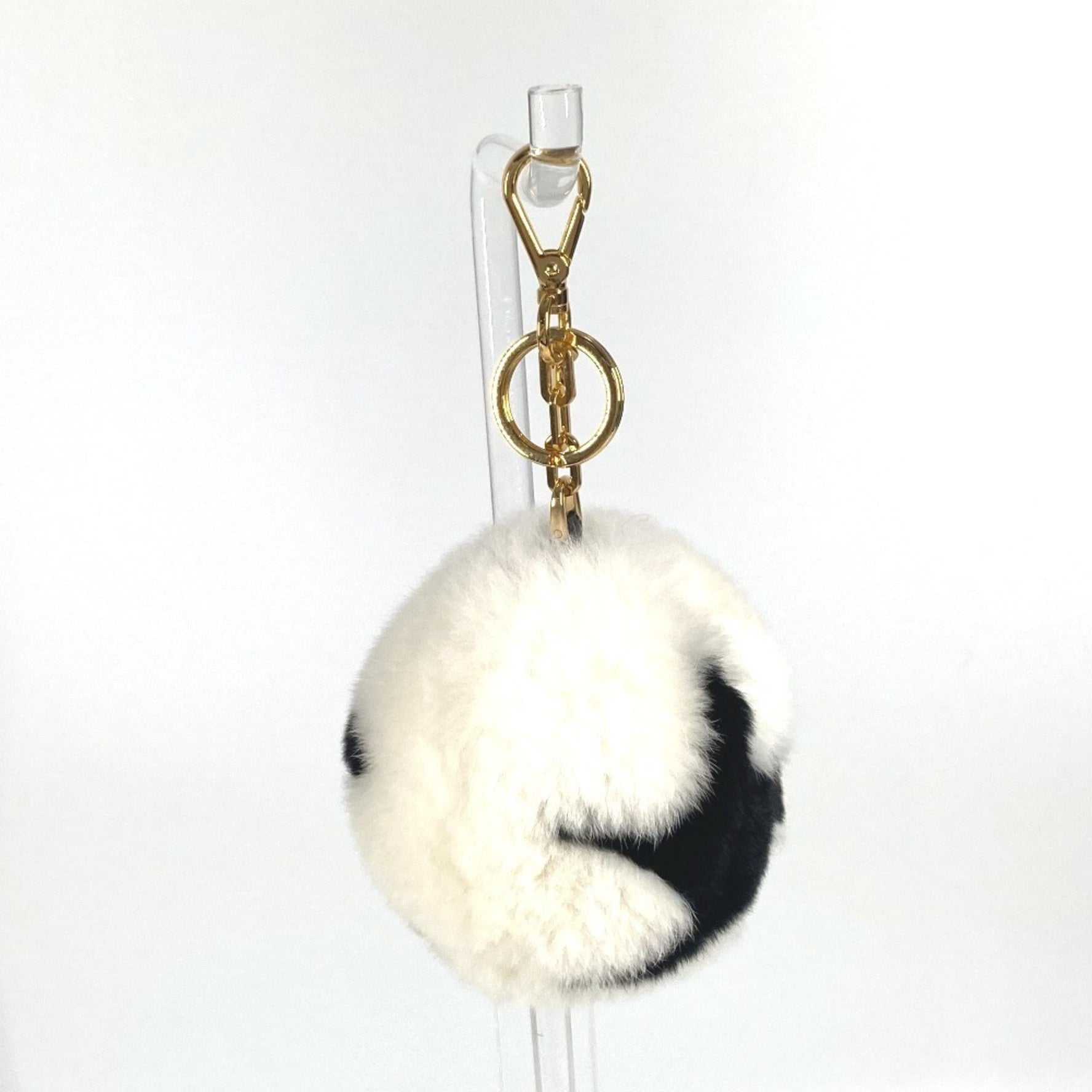 MIU Miu Star Logo Bag Charm Keychain Fur Women's White