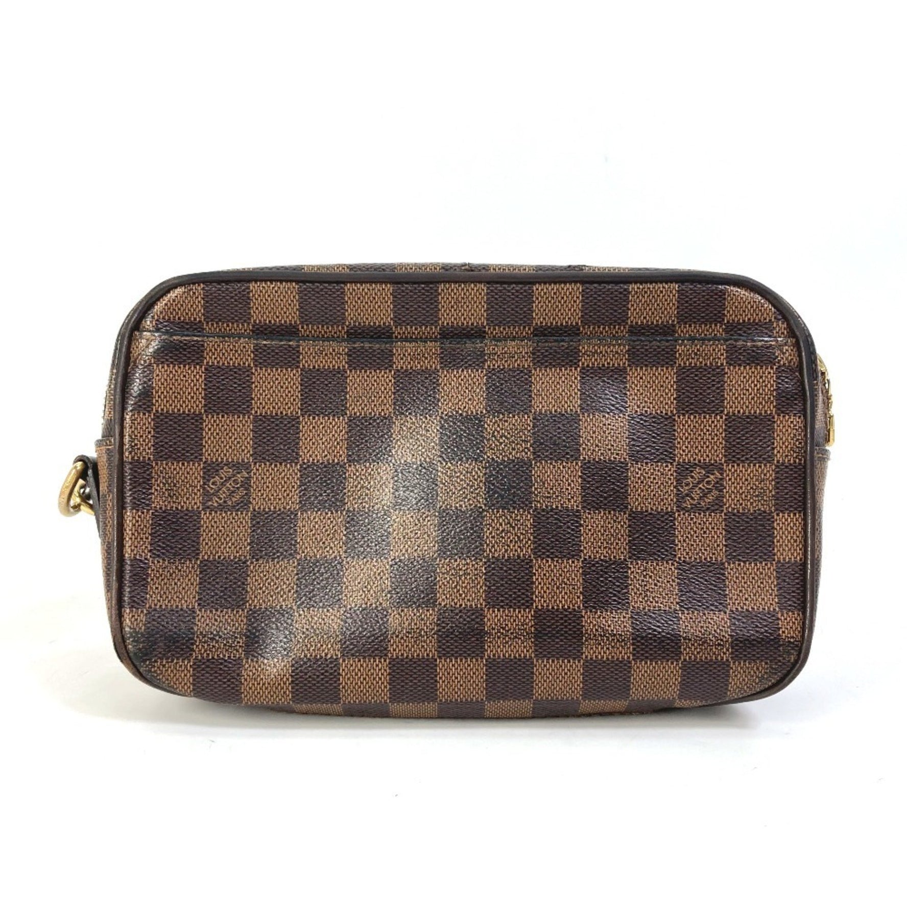 LOUIS VUITTON N41219 Damier Pochette Saint Paul Pouch with Strap, Men's Canvas Ebene Brown