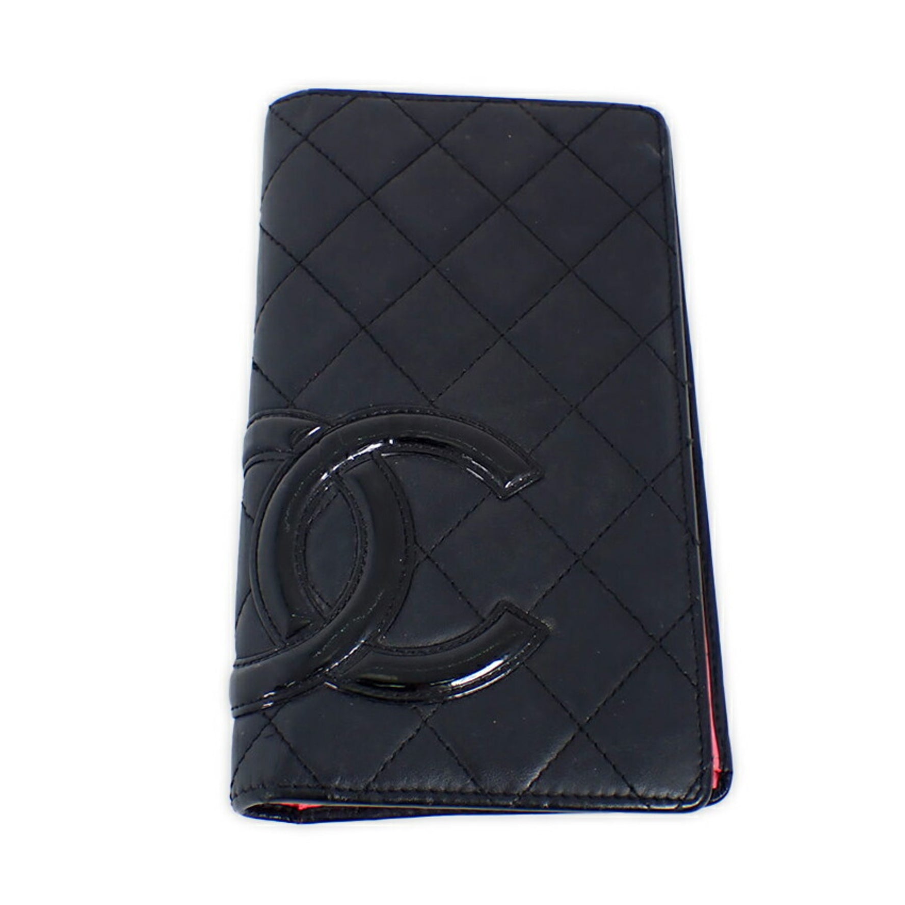 CHANEL Cambon Line Black x Pink Long Wallet