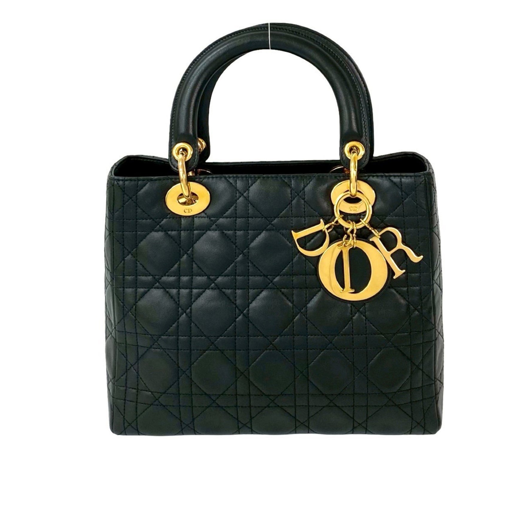 Christian Dior Lady Cannage Leather Handbag Tote Bag