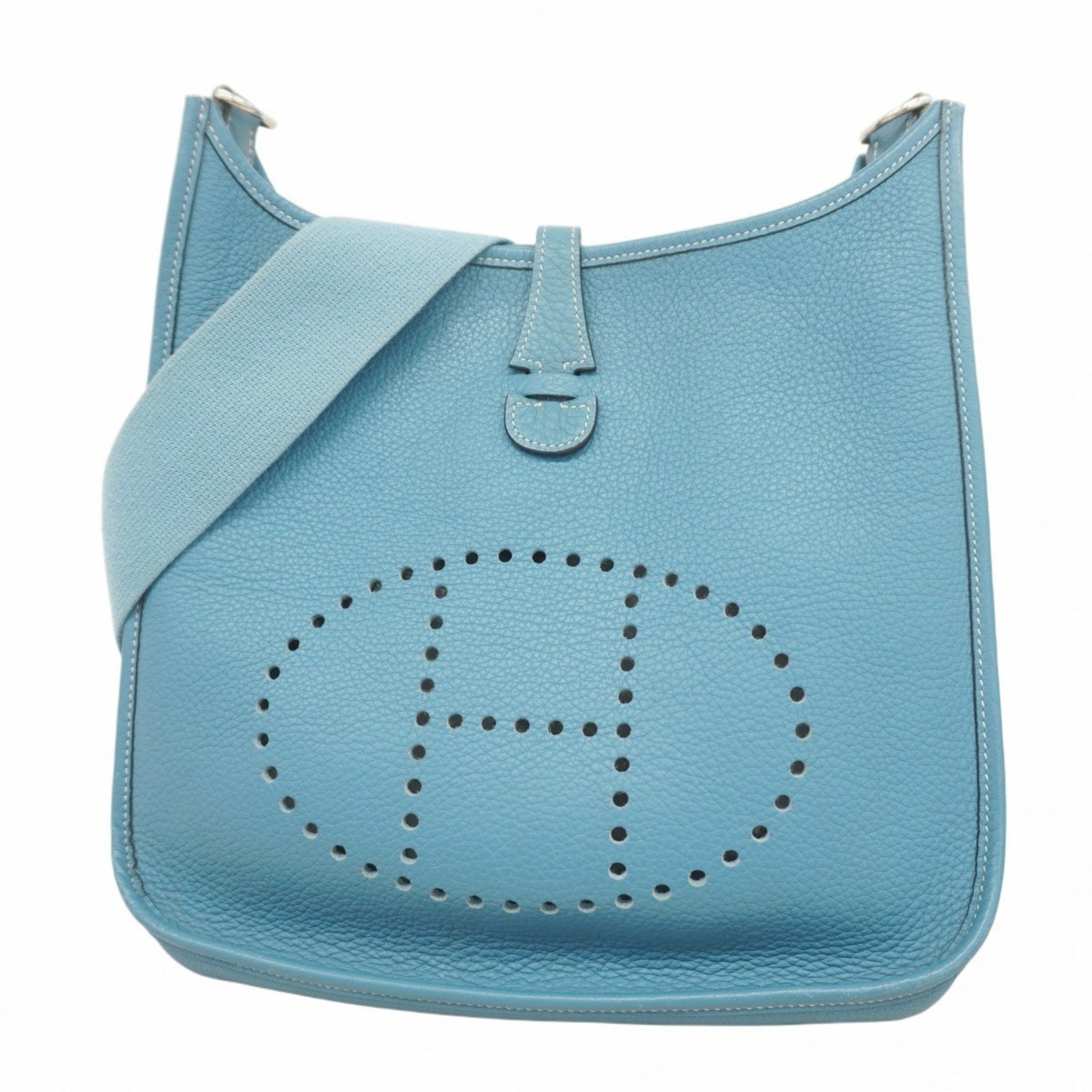 Hermes Hermès Evelyn 2PM Shoulder Bag in Taurillon Clemence Blue Jean with I Stamp for Women