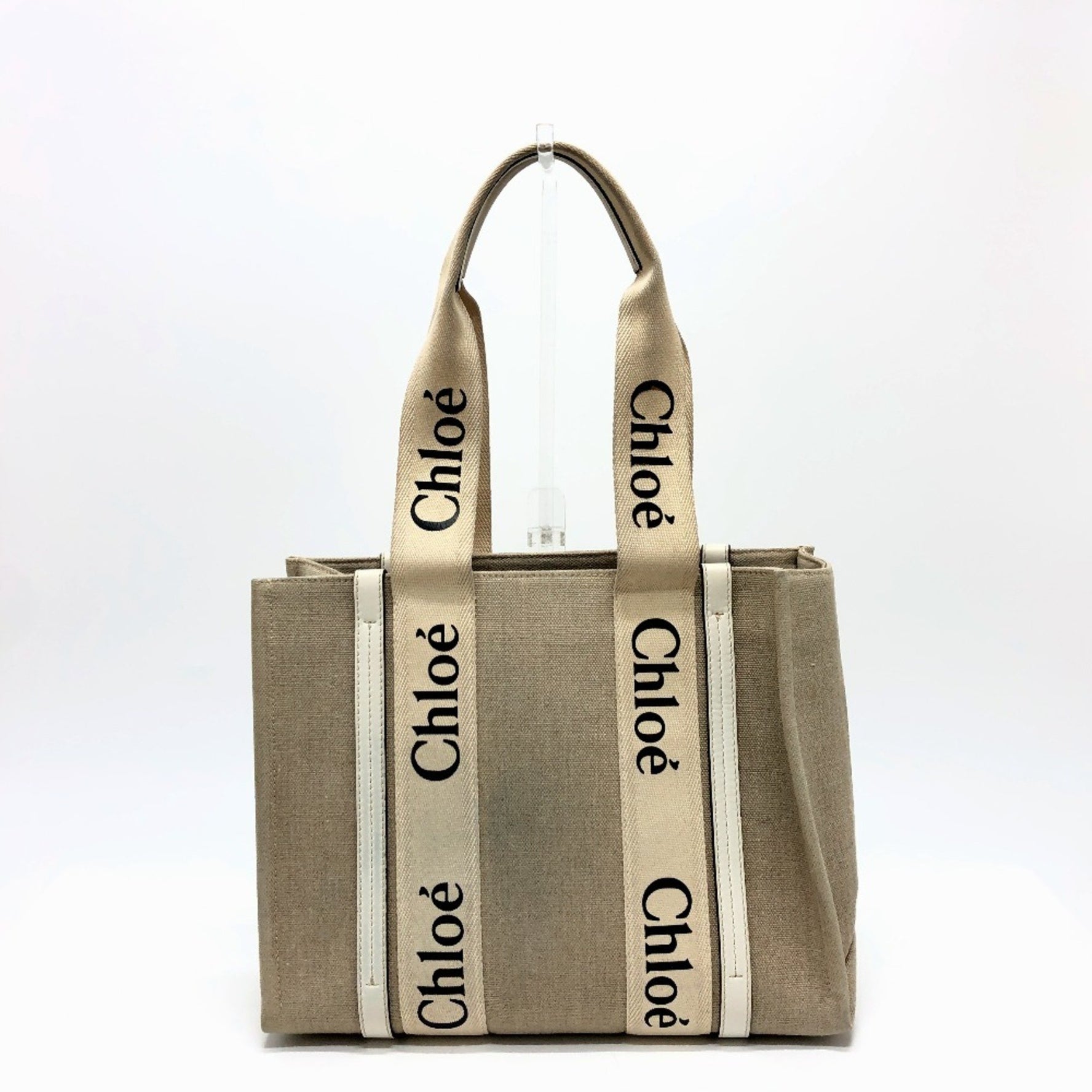Chloé Chloe Logo Woody Medium Handbag/Tote Bag in Canvas
