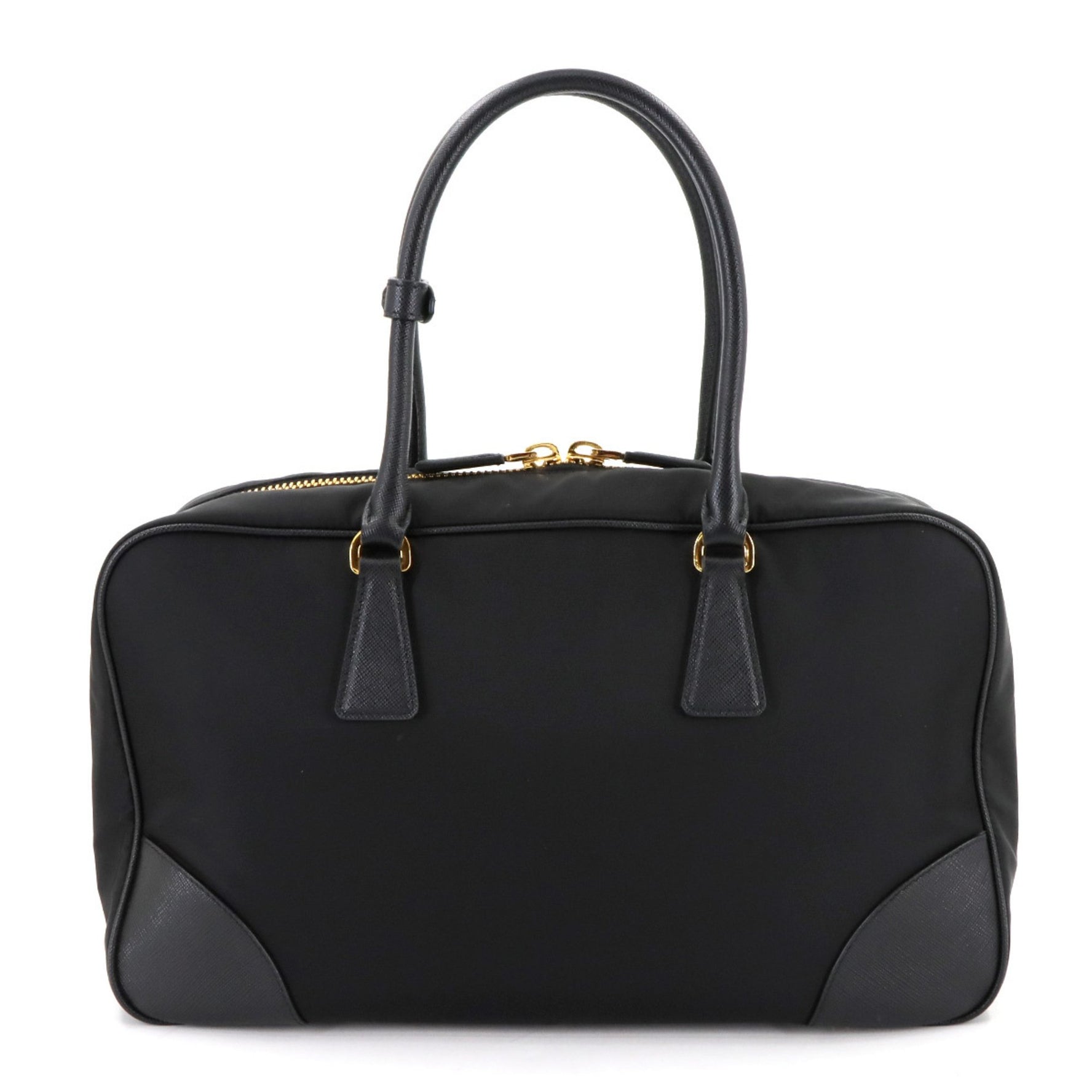 Prada Re-Edition 1978 Large Double-Handle Handbag in Nylon and Saffiano Leather with Gold Hardware