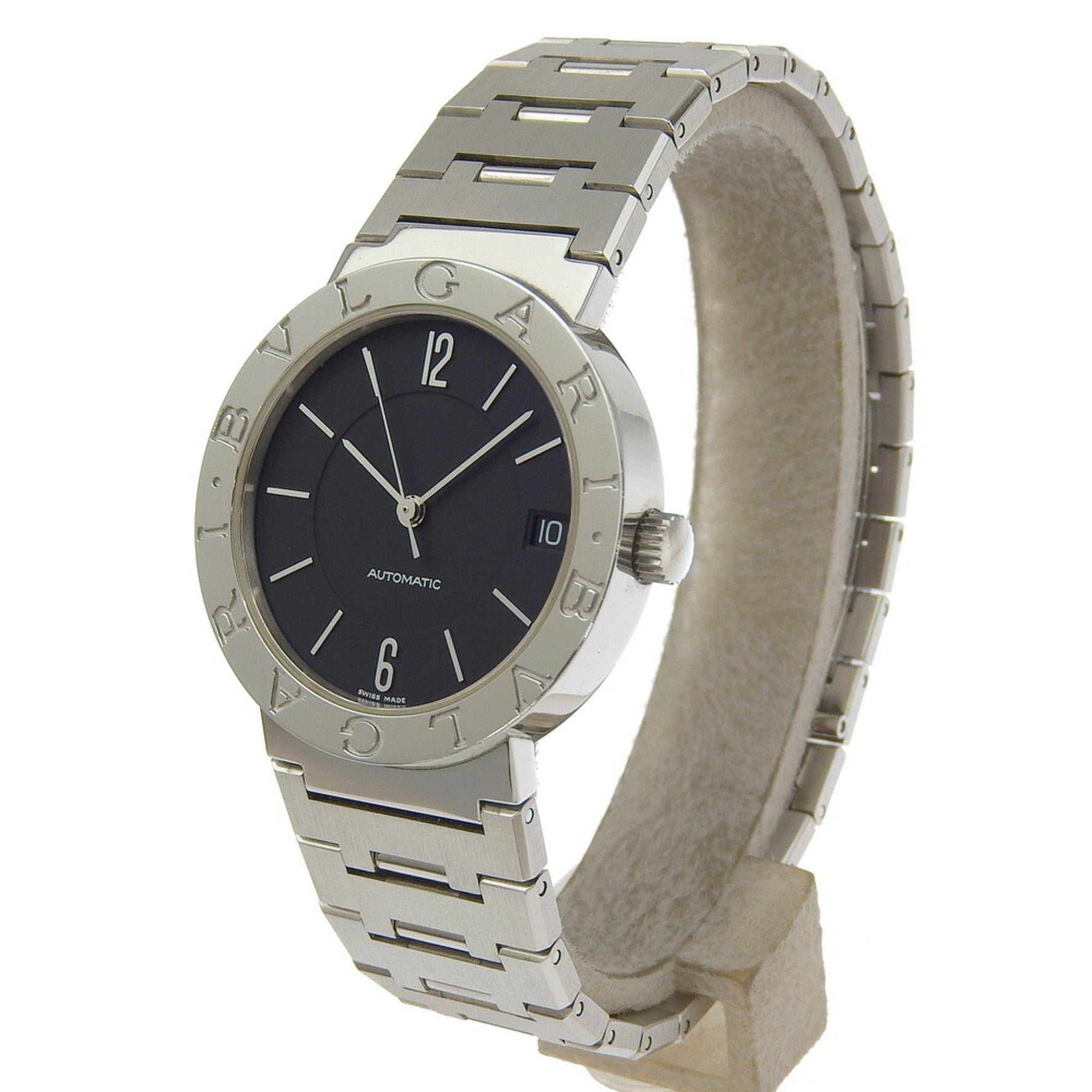 BVLGARI Wristwatch Date Stainless Steel Automatic Black Dial