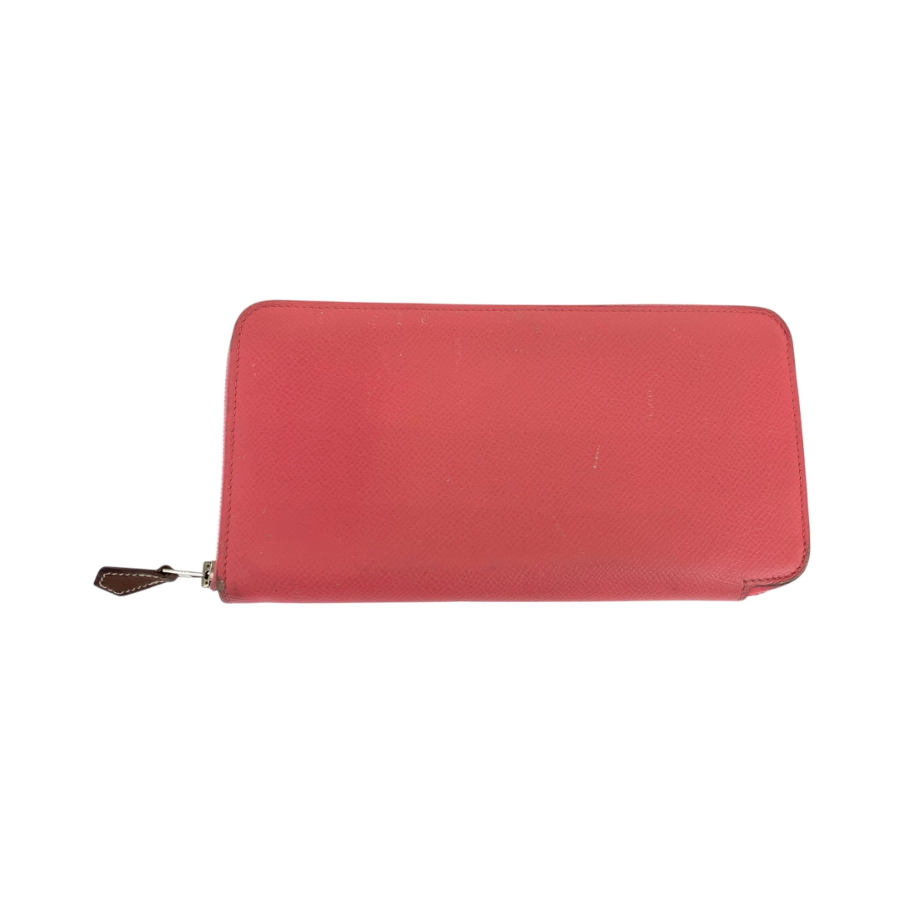 HERMES Azap Long Silk In Pink Brown Silver Hardware Epsom Leather Wallet Round Zipper X Stamp