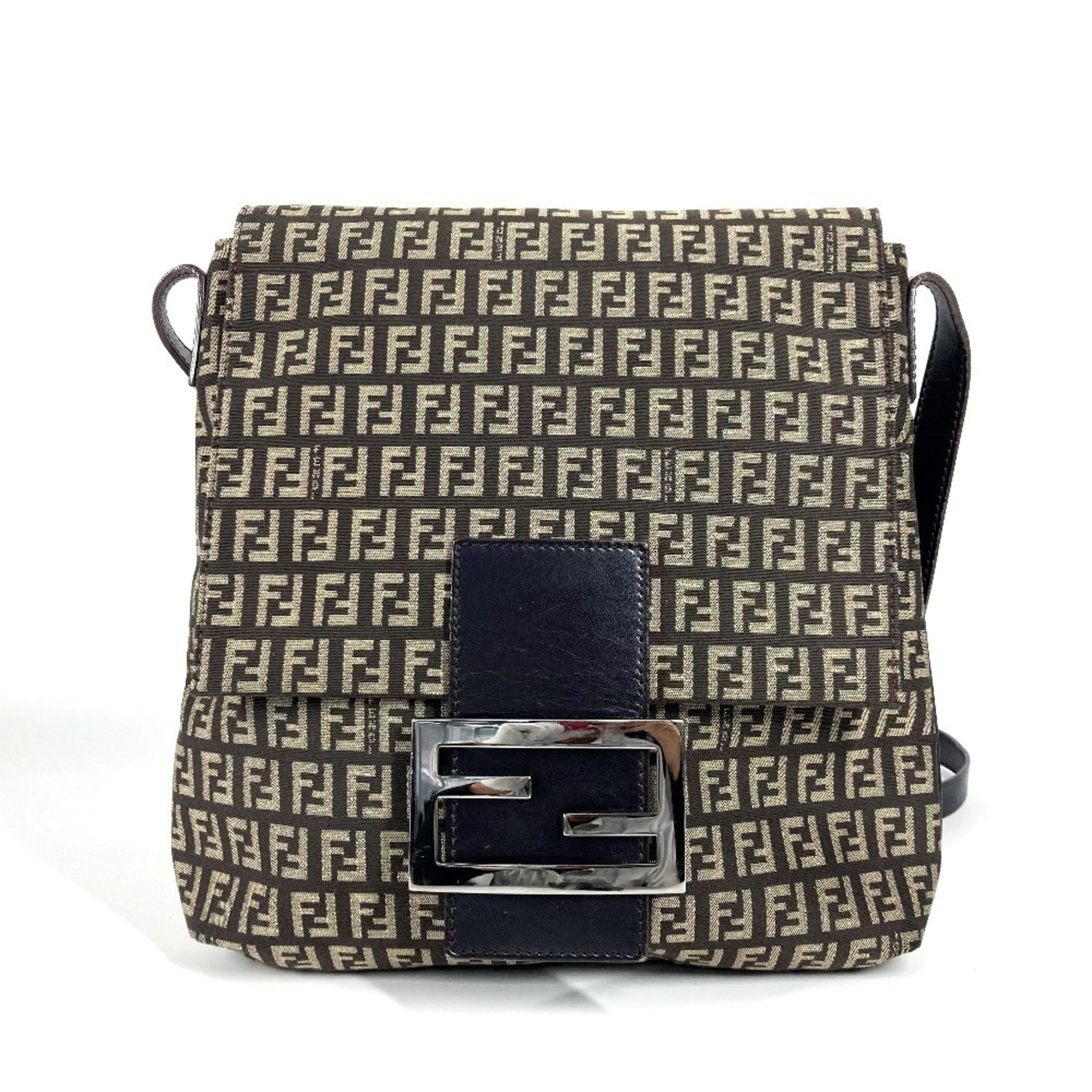 FENDI Zucca FF logo Zucchino bag flap crossbody pochette shoulder leather canvas ladies