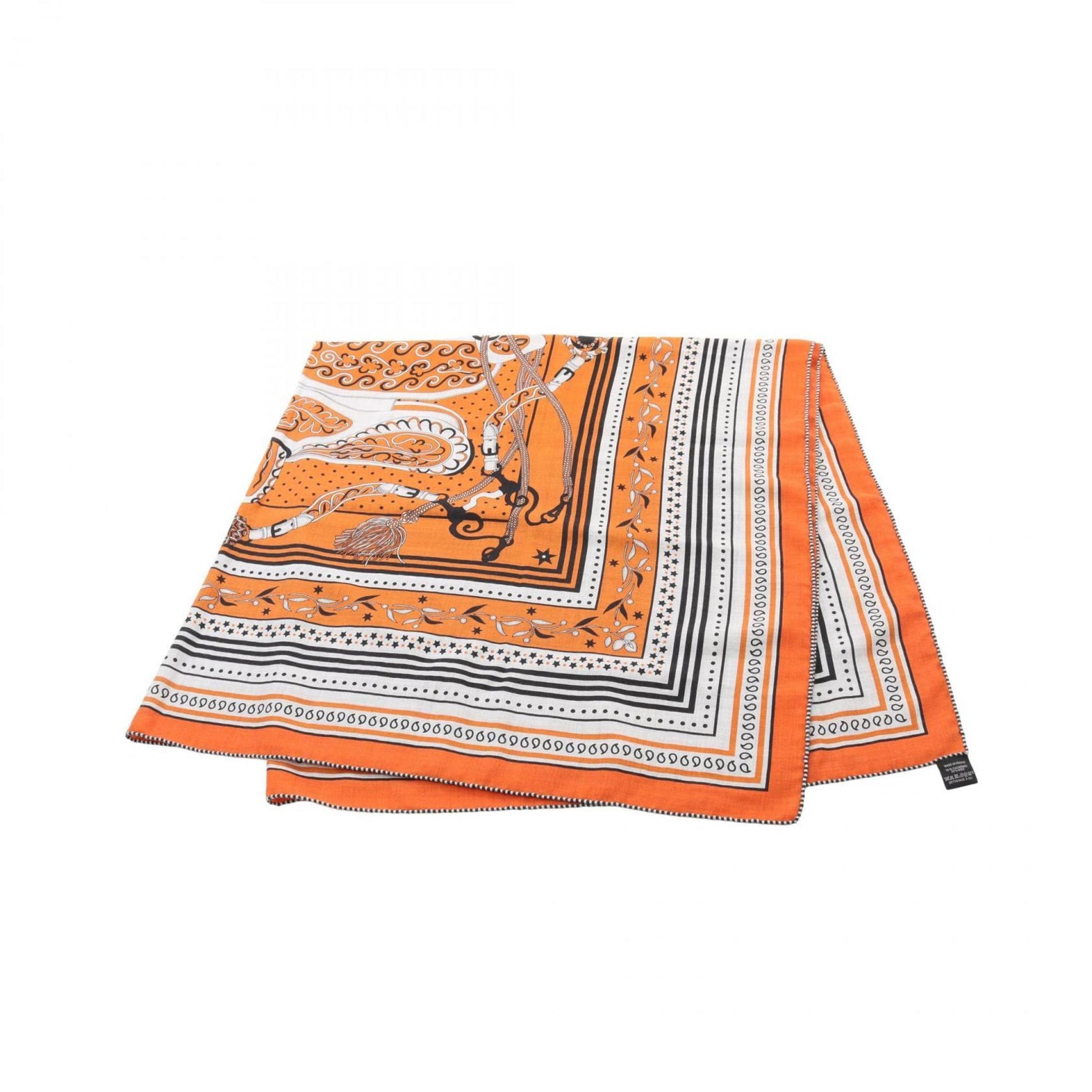 Hermes Carre Gean 140 Festival des Amazones Bandana Scarf Silk Cashmere Orange Multicolor