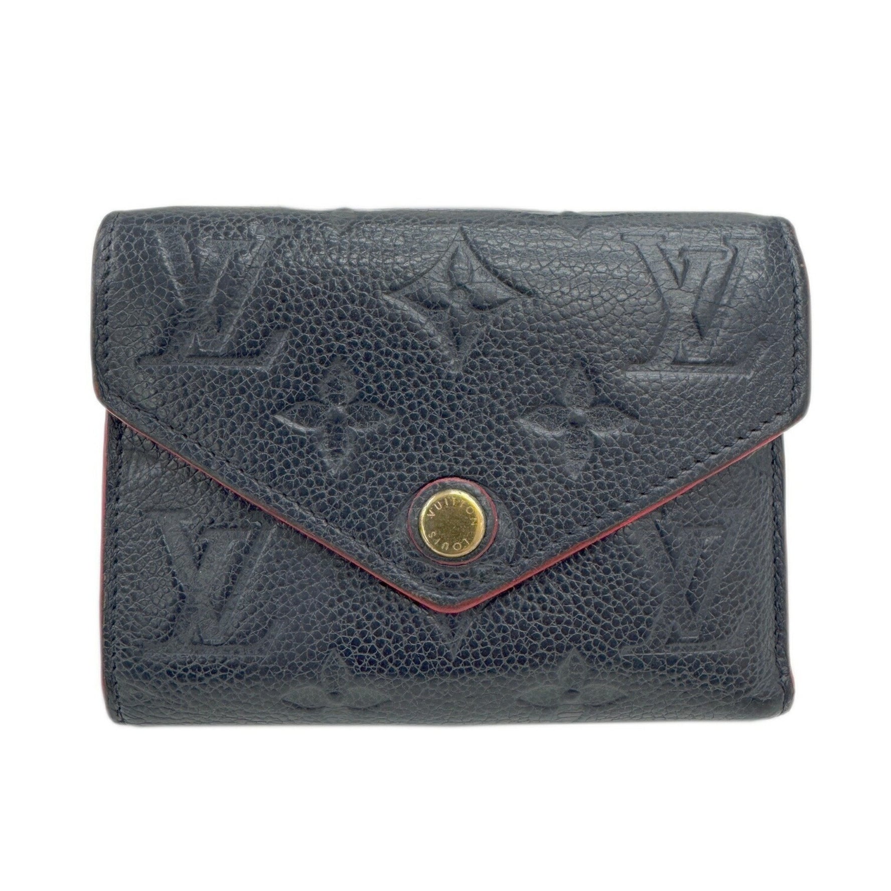 LOUIS VUITTON Louis Vuitton Monogram Empreinte Portefeuille Victorine Tri-fold Leather Marine Rouge M64577 SP1187 Women's Wallets and Accessories