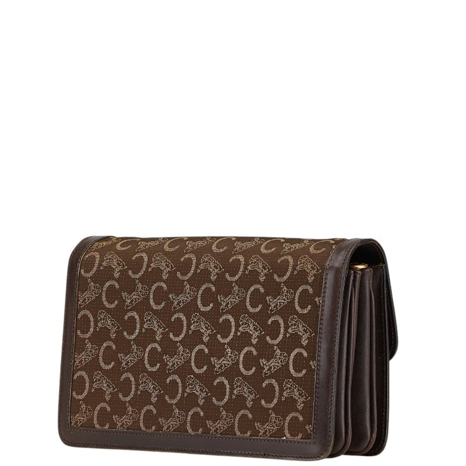 Celine C Macadam Carriage Hardware Clutch Bag in Canvas and Leather