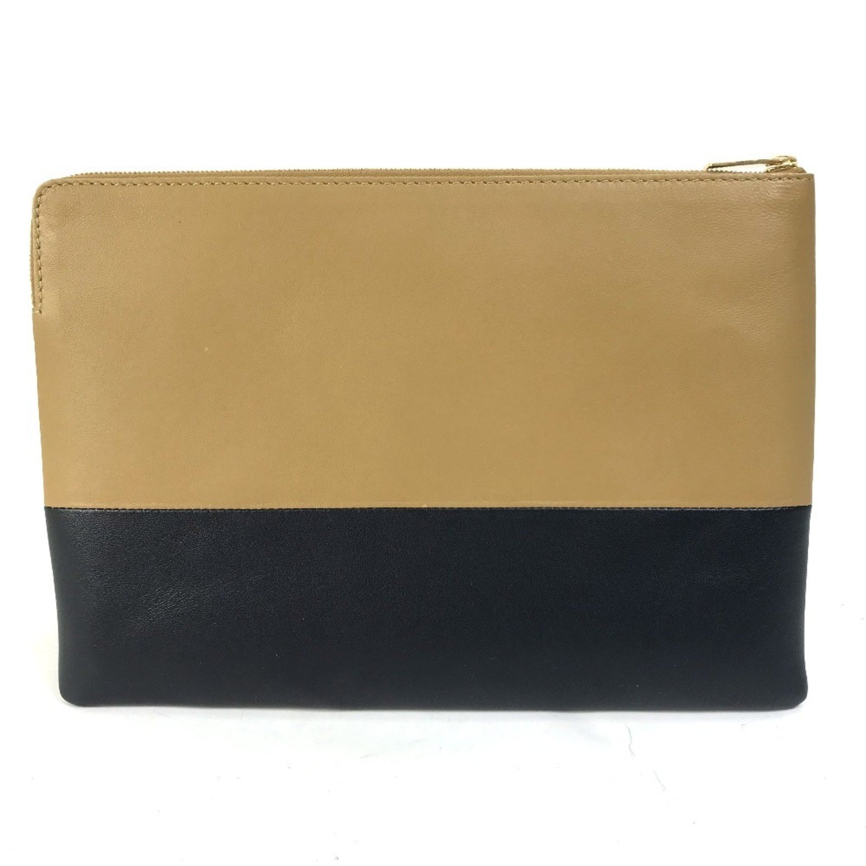 CELINE Two-Tone Bicolor Pouch Clutch Bag in Leather, Like New
