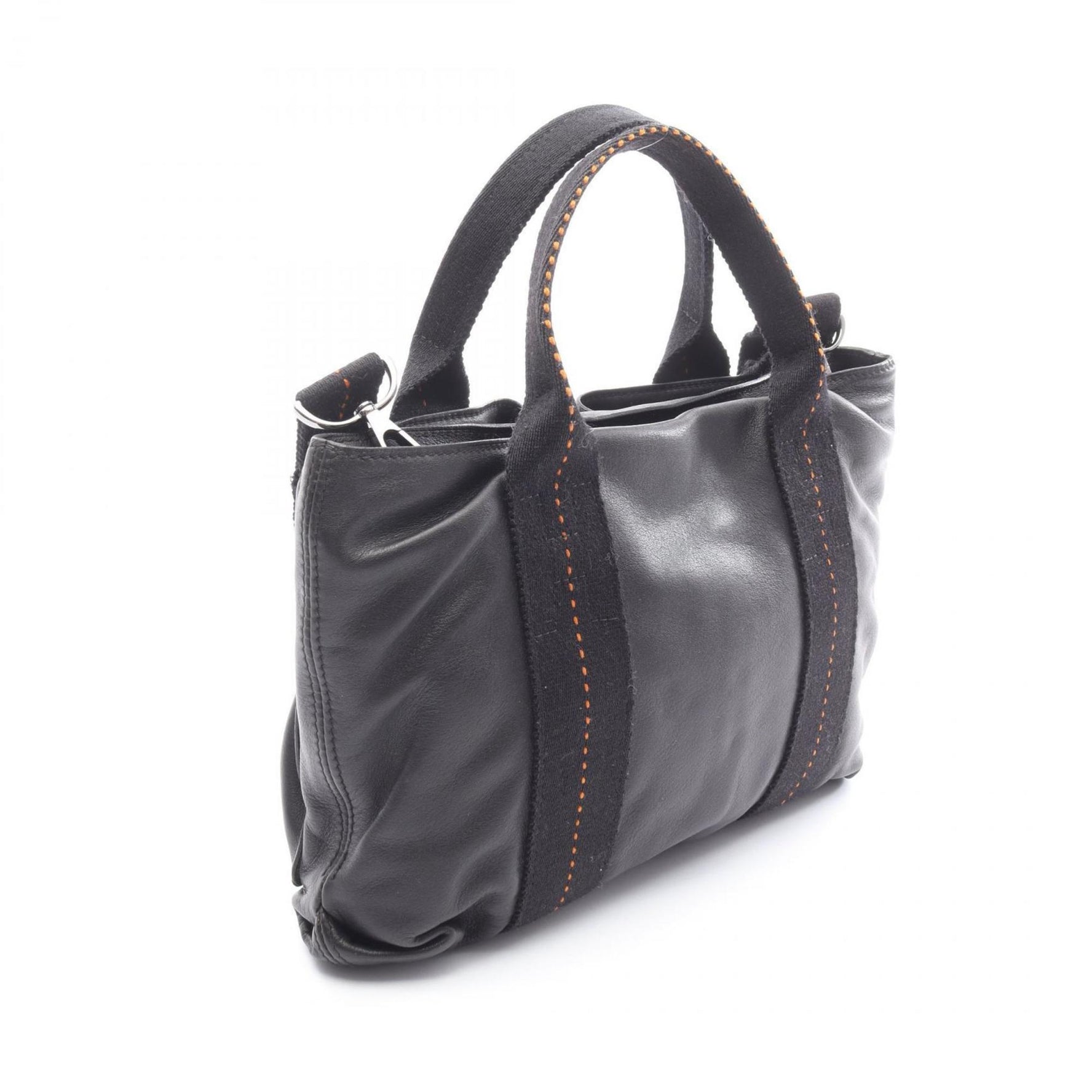 Hermes Hermès Caravan Horizontal PM Handbag, Leather, Veau-Derma, Black, Orange