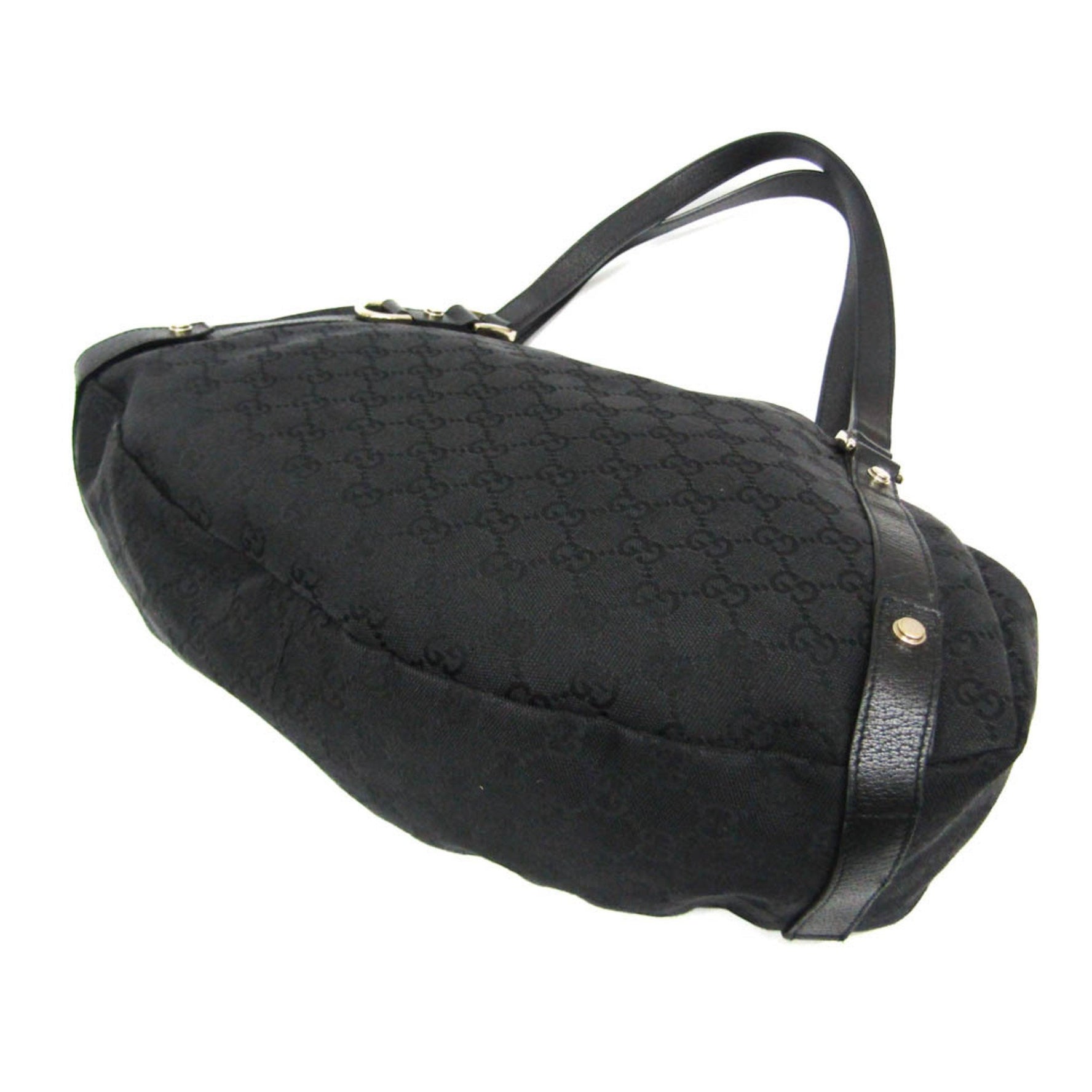 Gucci GG Canvas Women's Canvas,Leather Tote Bag Black
