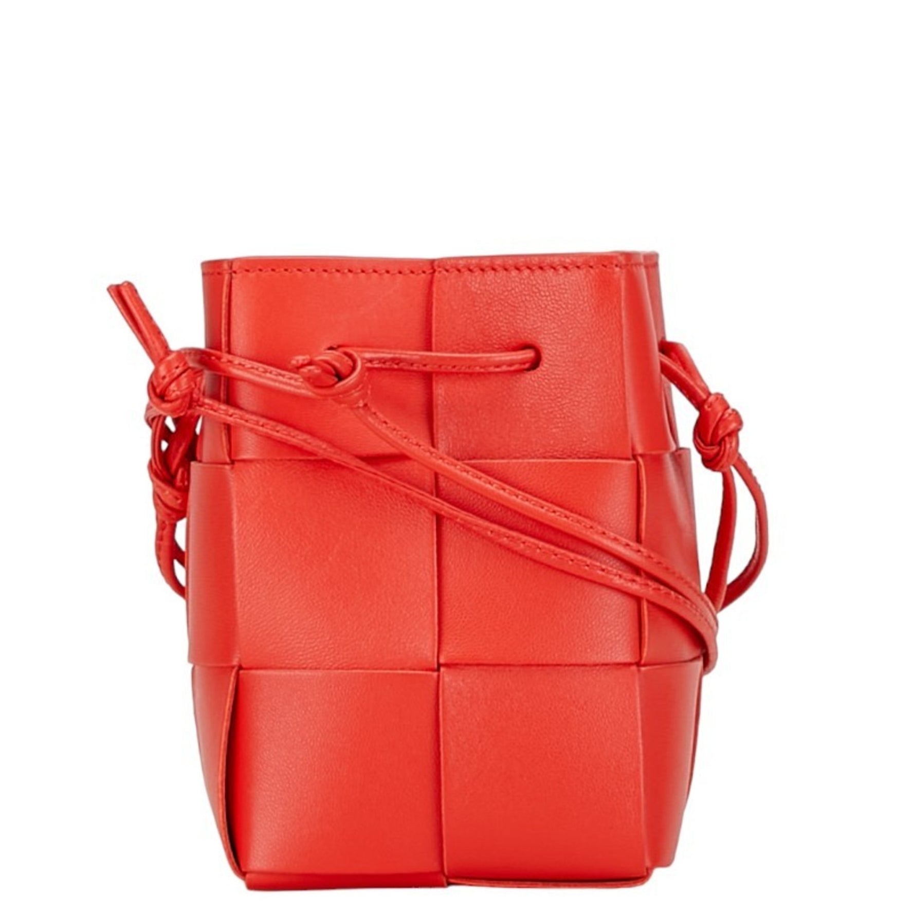 Bottega Veneta Maxi Intrecciato Small Cassette Bag Handbag Red Leather BOTTEGAVENETA