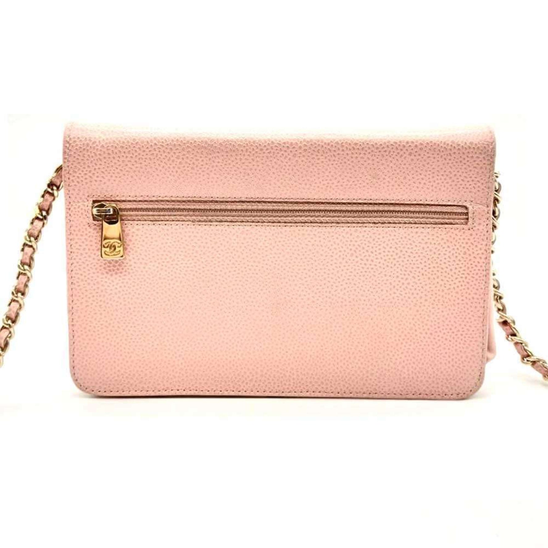 Chanel Chain Wallet Shoulder Long Pochette Coco Mark Caviar Skin