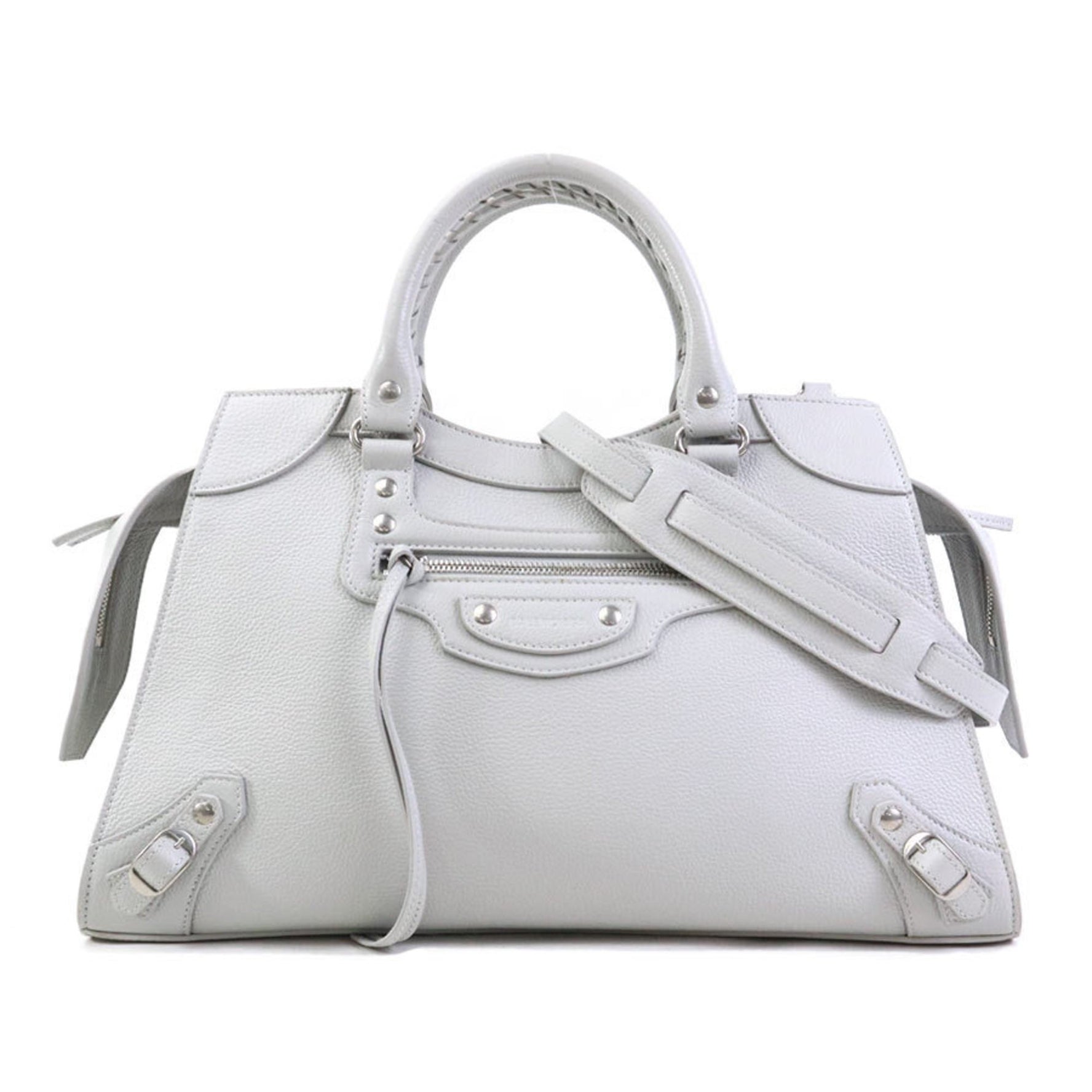 BALENCIAGA Handbag Shoulder Bag Neo Classic Leather Light Gray Silver Women's e60573f