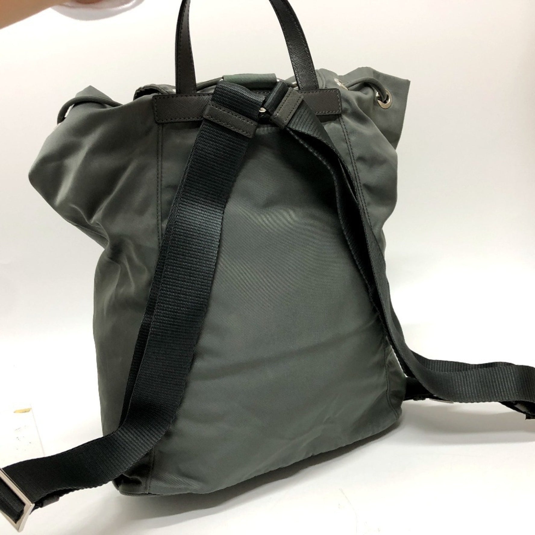 PRADA Triangle Logo Backpack, Leather