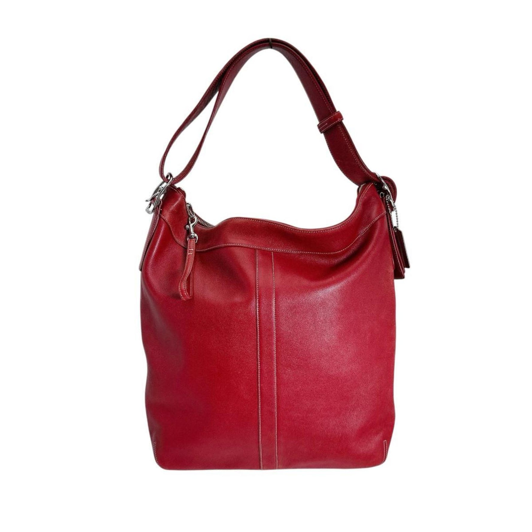Coach 9177 Shoulder Bag, Tote Tassel, Crossbody, Leather, Red