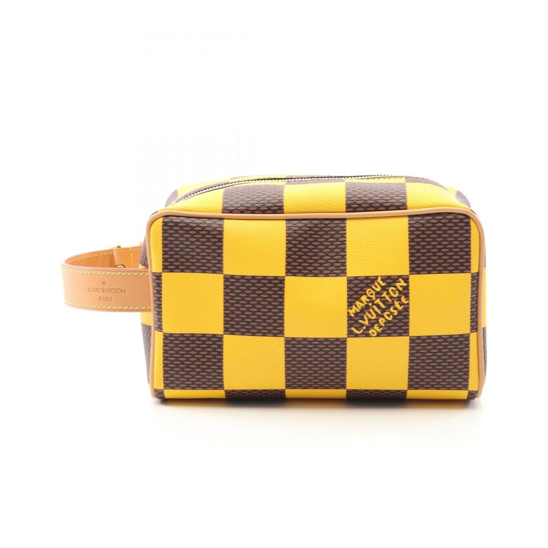 Louis Vuitton Locker Dopp Kit Handbag, Coated Canvas and Leather, Yellow Brown