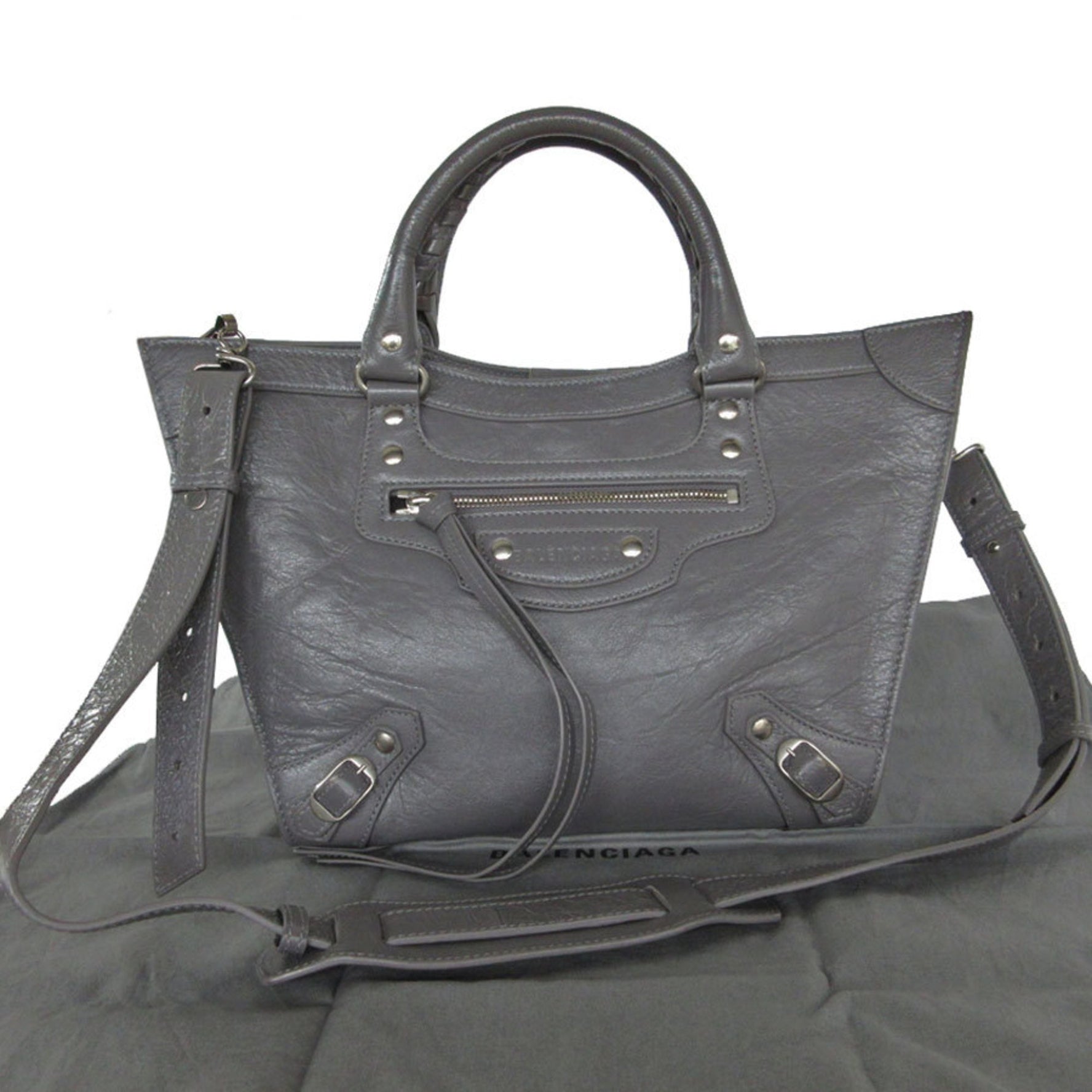 BALENCIAGA Handbag Shoulder Bag Neo Classic M Leather Grey Women's s0316a