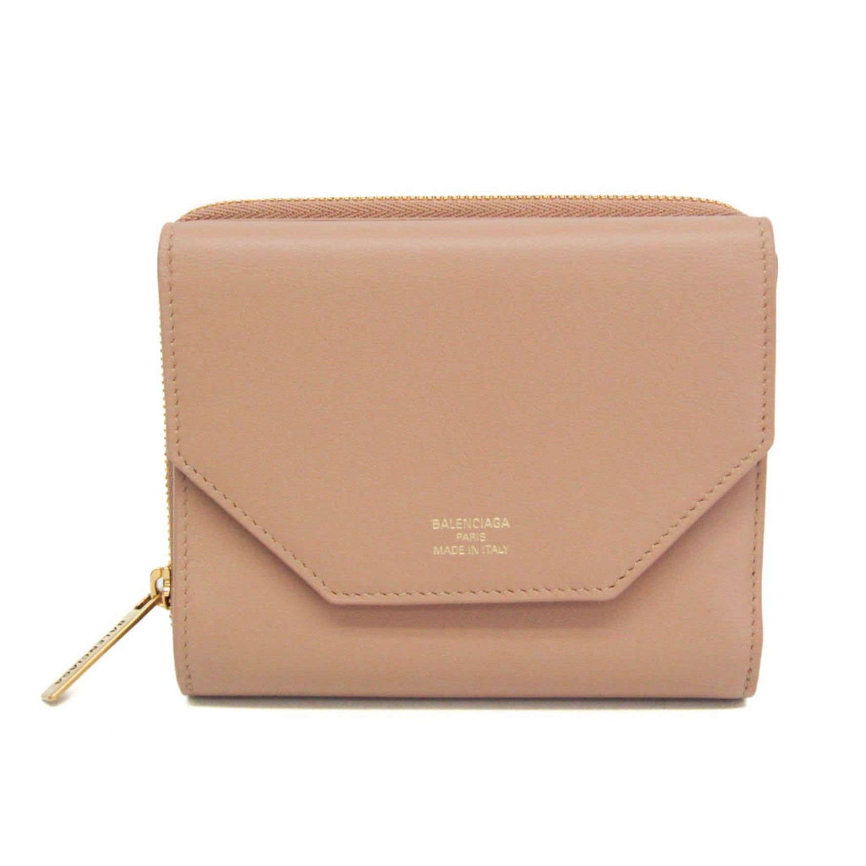 Balenciaga Envelope Compact Wallet Men,Women Leather Wallet (tri-fold) Pink Beige