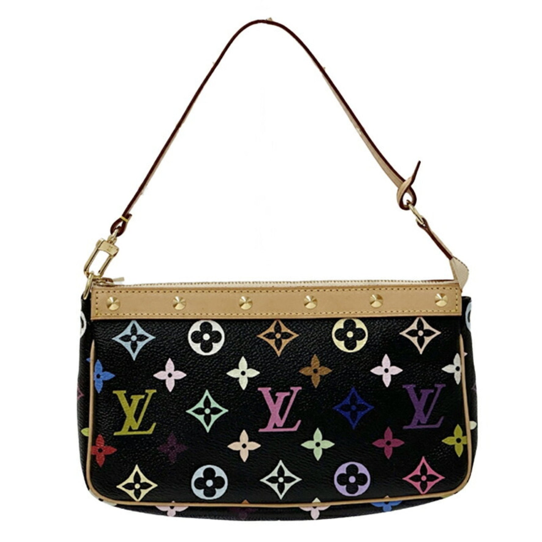 Louis Vuitton Bag Monogram Multicolor Handbag Pochette Accessoires Noir Studs